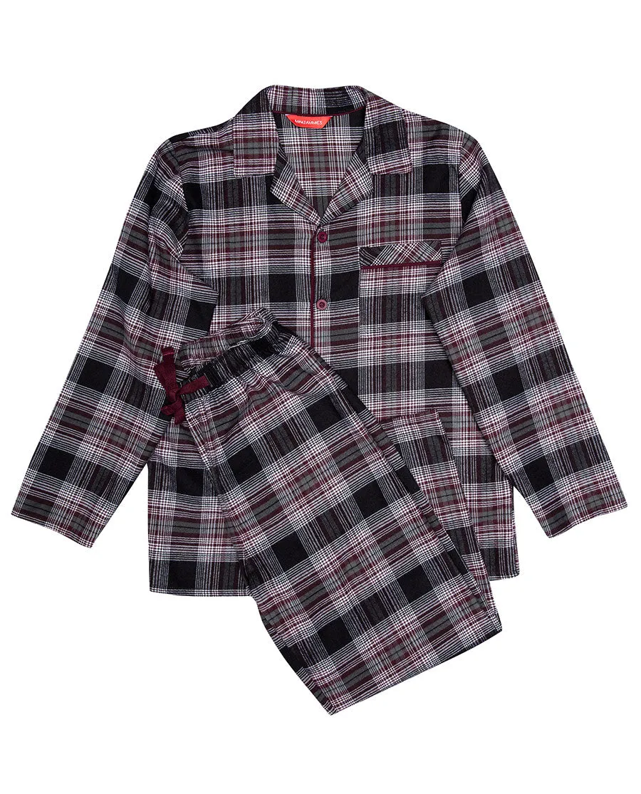 Harley Burgundy Brushed Check Pyjama Set