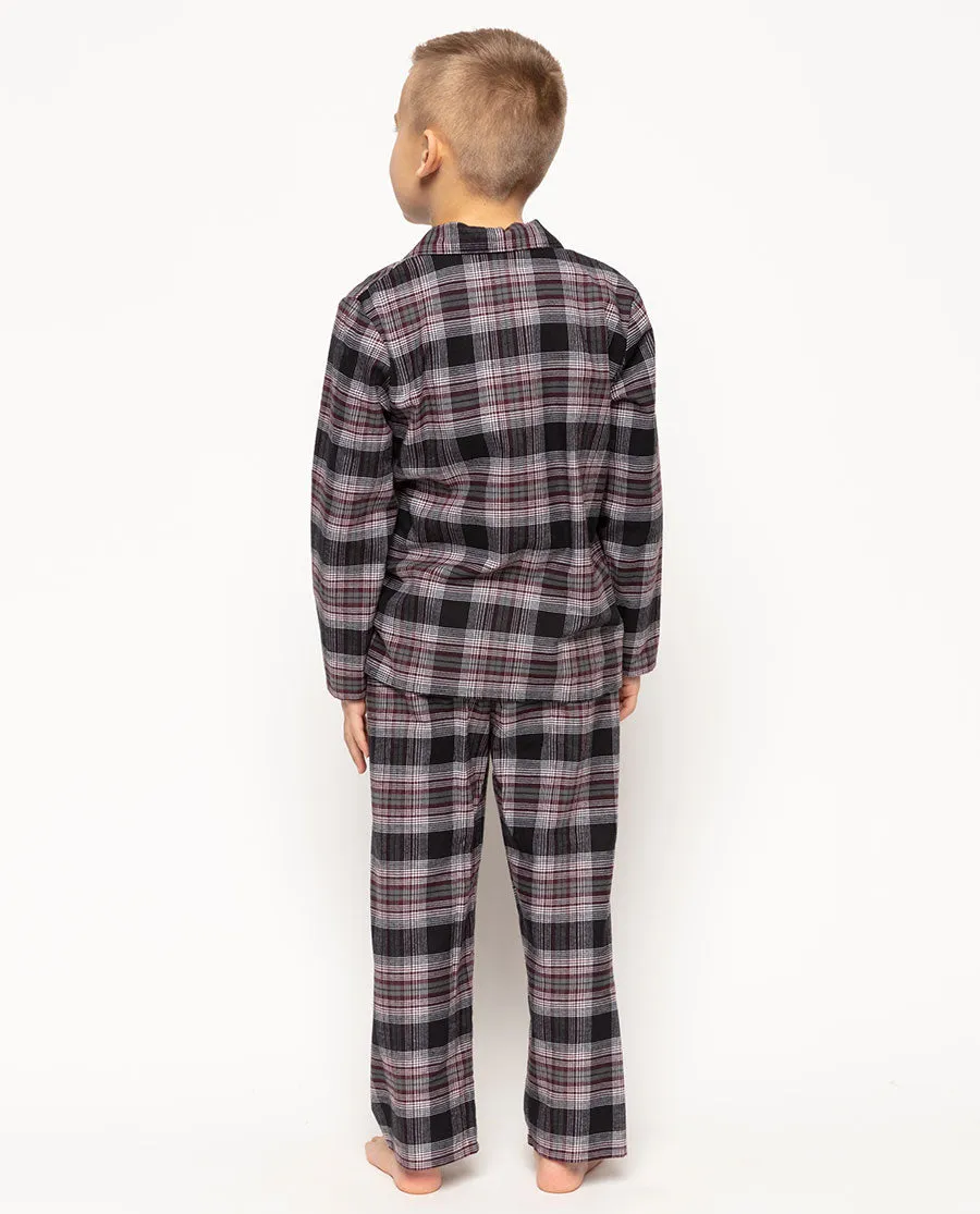 Harley Burgundy Brushed Check Pyjama Set