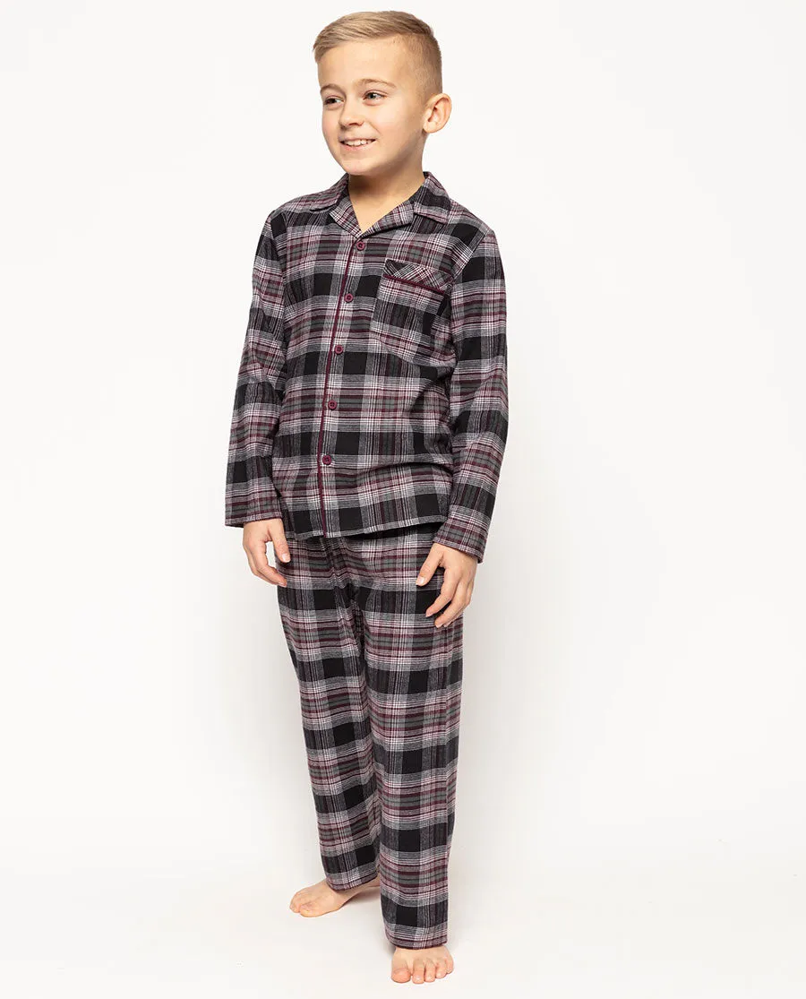 Harley Burgundy Brushed Check Pyjama Set