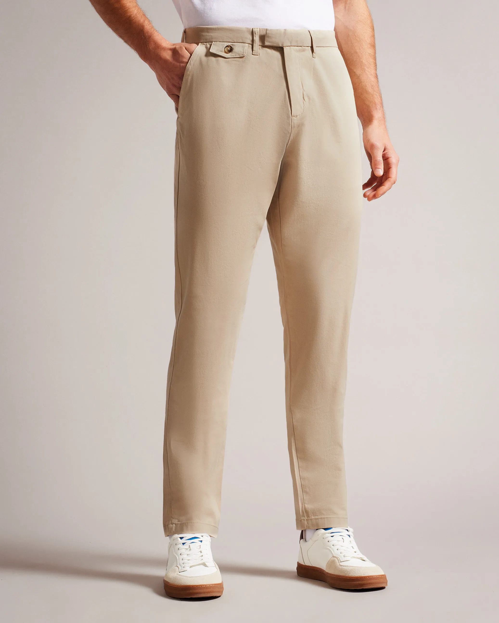 Haydae Slim Fit Textured Chino Trouser Stone