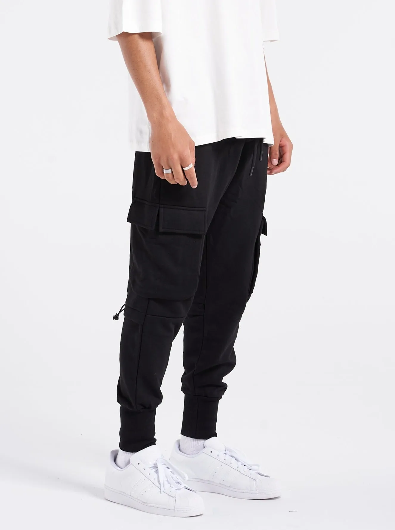 Heavy Utility Sweat Cargo Pants Black