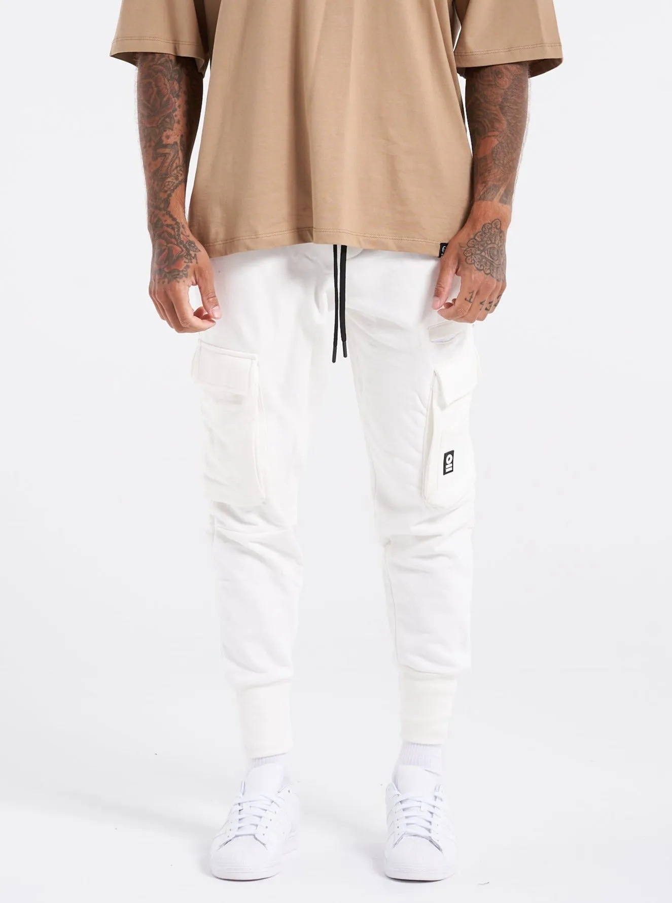 Heavy Utility Sweat Cargo Pants White