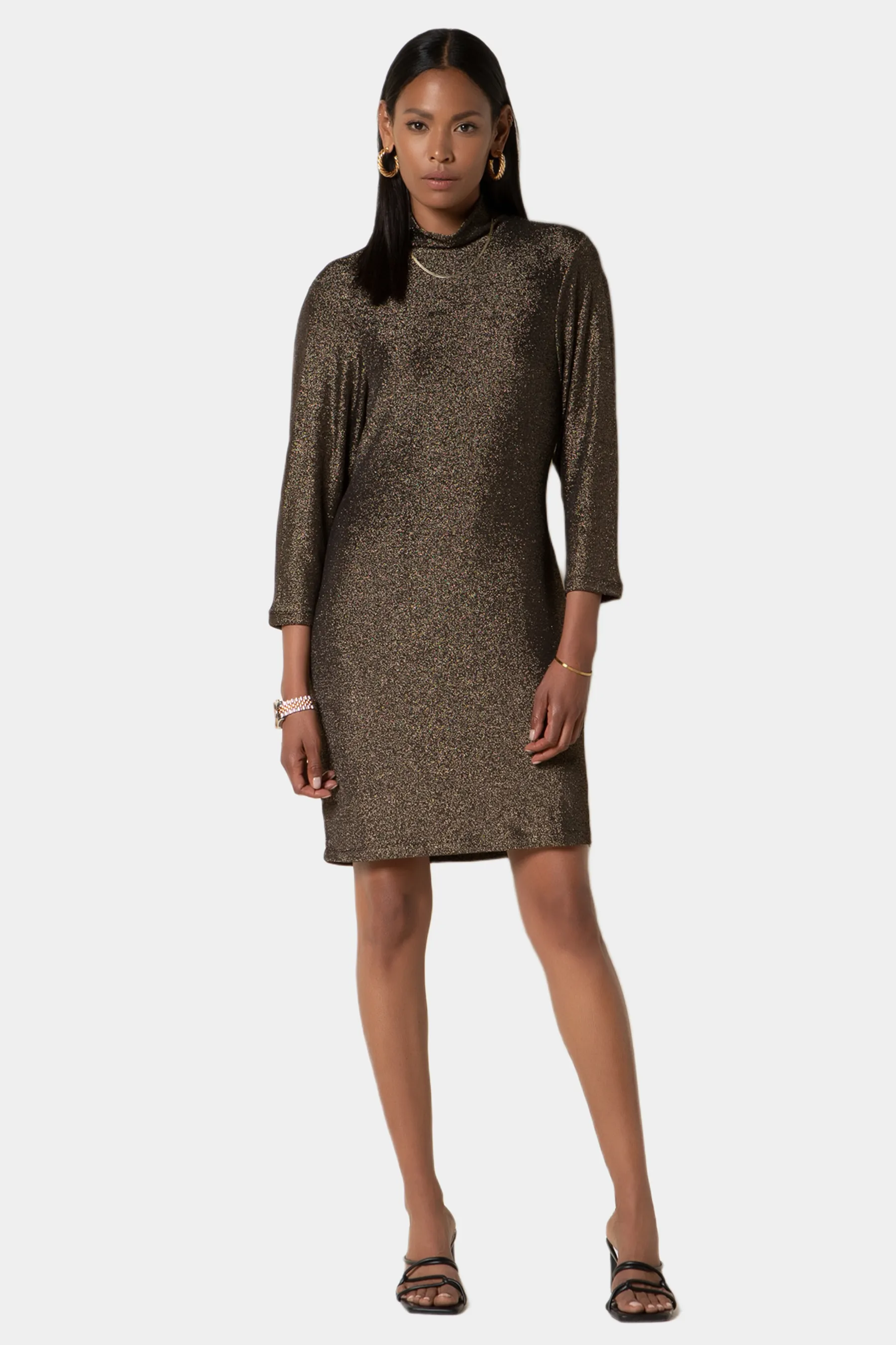 High-Neck Shimmer Dress