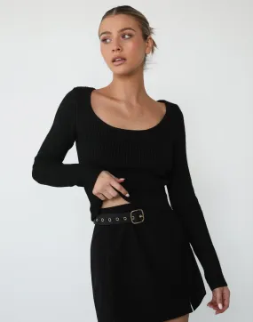 Ianne Long Sleeve Top (Black)