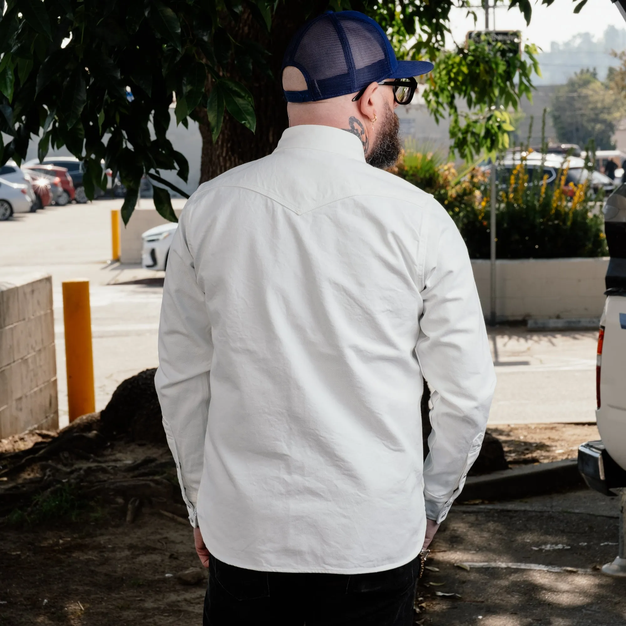 Iron Heart IHSH-384-WHT 13.5oz Cotton Twill Western Shirt White