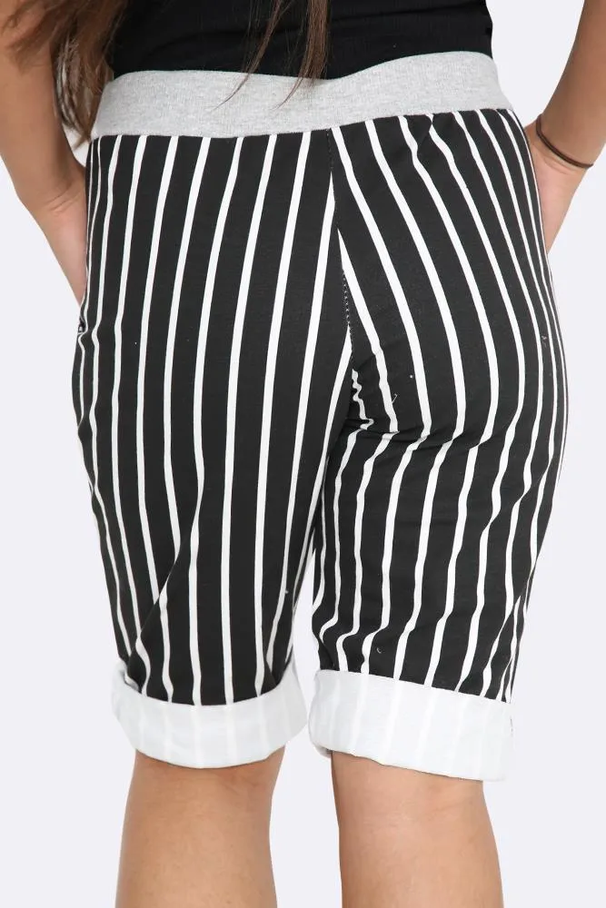 Italian Stripe Print 3/4 Trouser