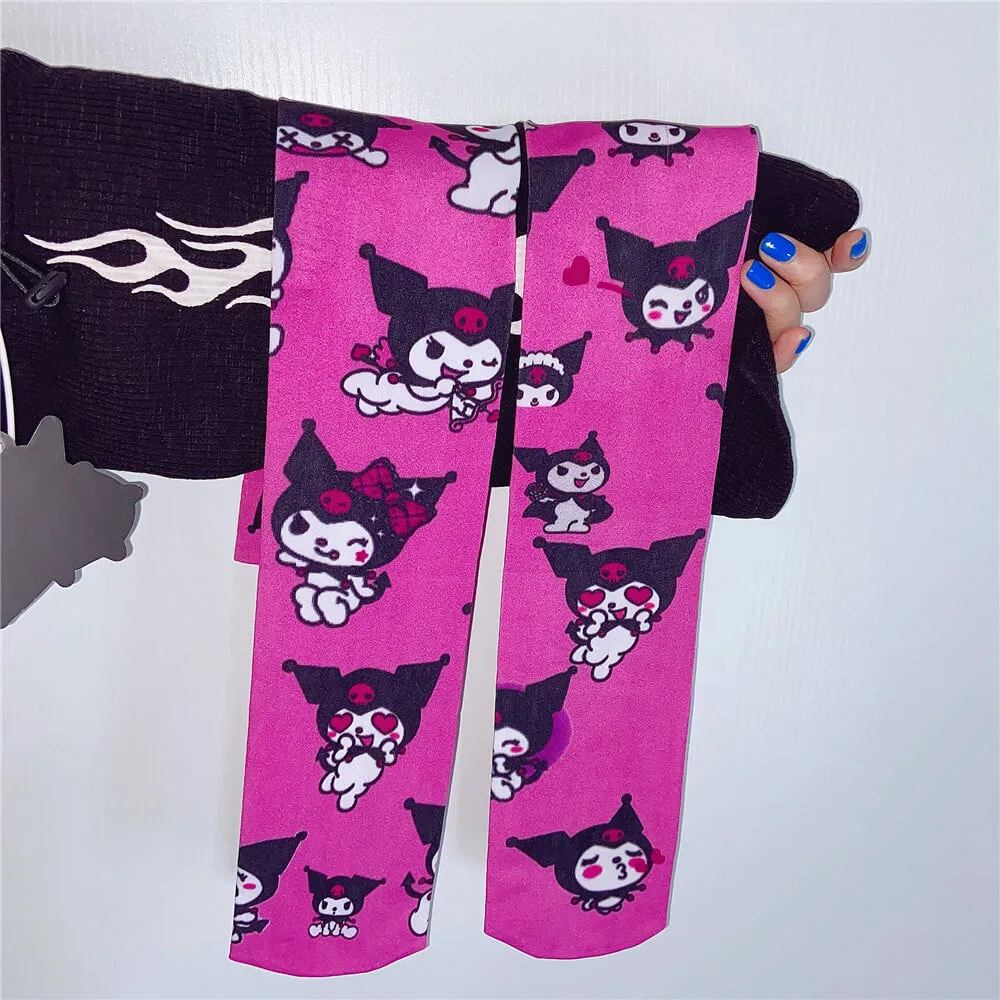 JAPANESE HARAJUKU CARTOON KUROMI INS SUMMER SLIM KNEE SOCKS BY77734