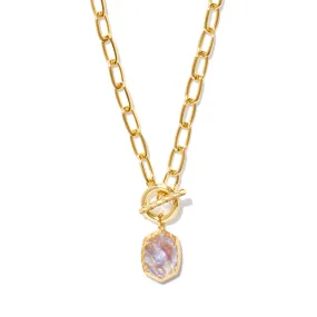 Kendra Scott Daphne Link and Chain Necklace In Light Pink Iridescent Abalone