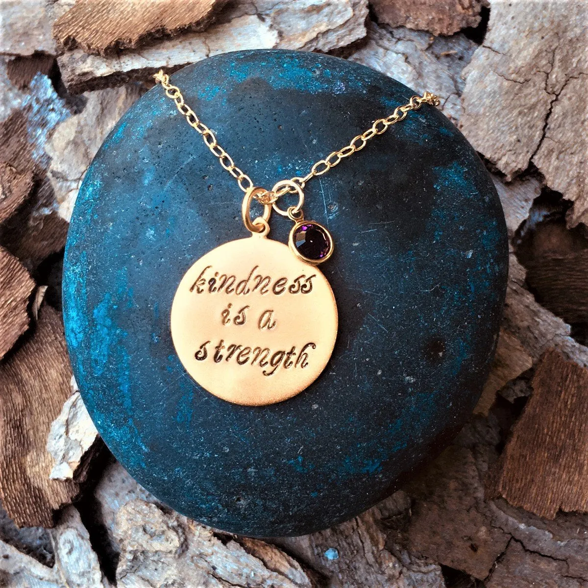 Kindness is a Strength Necklace with a Swarovski Crystal