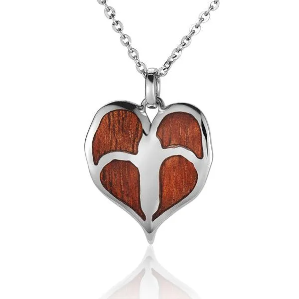 Koa Wood Anthurium Heart Pendant