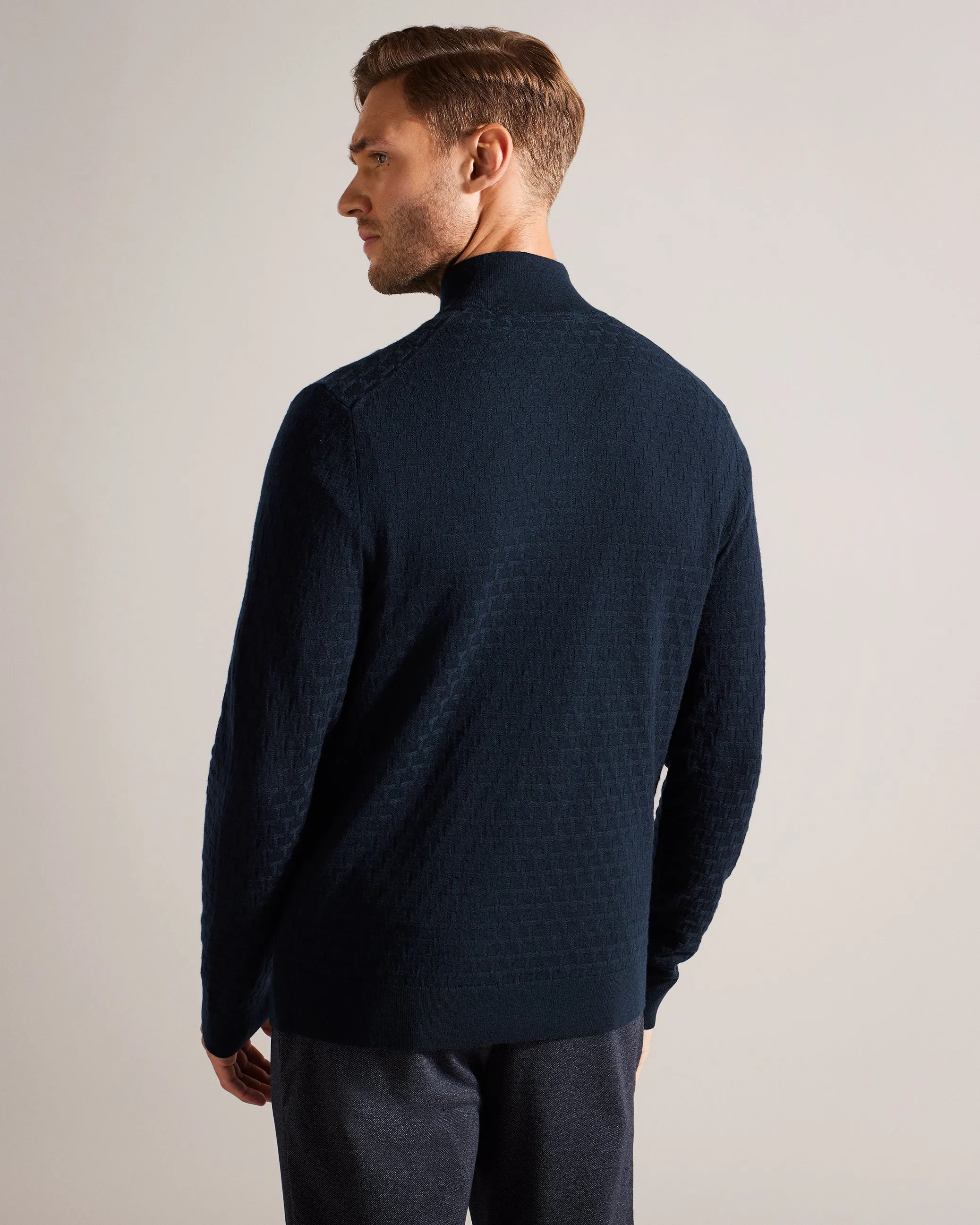 Kurnle Ls T Stitch Knitted Half Zip Navy