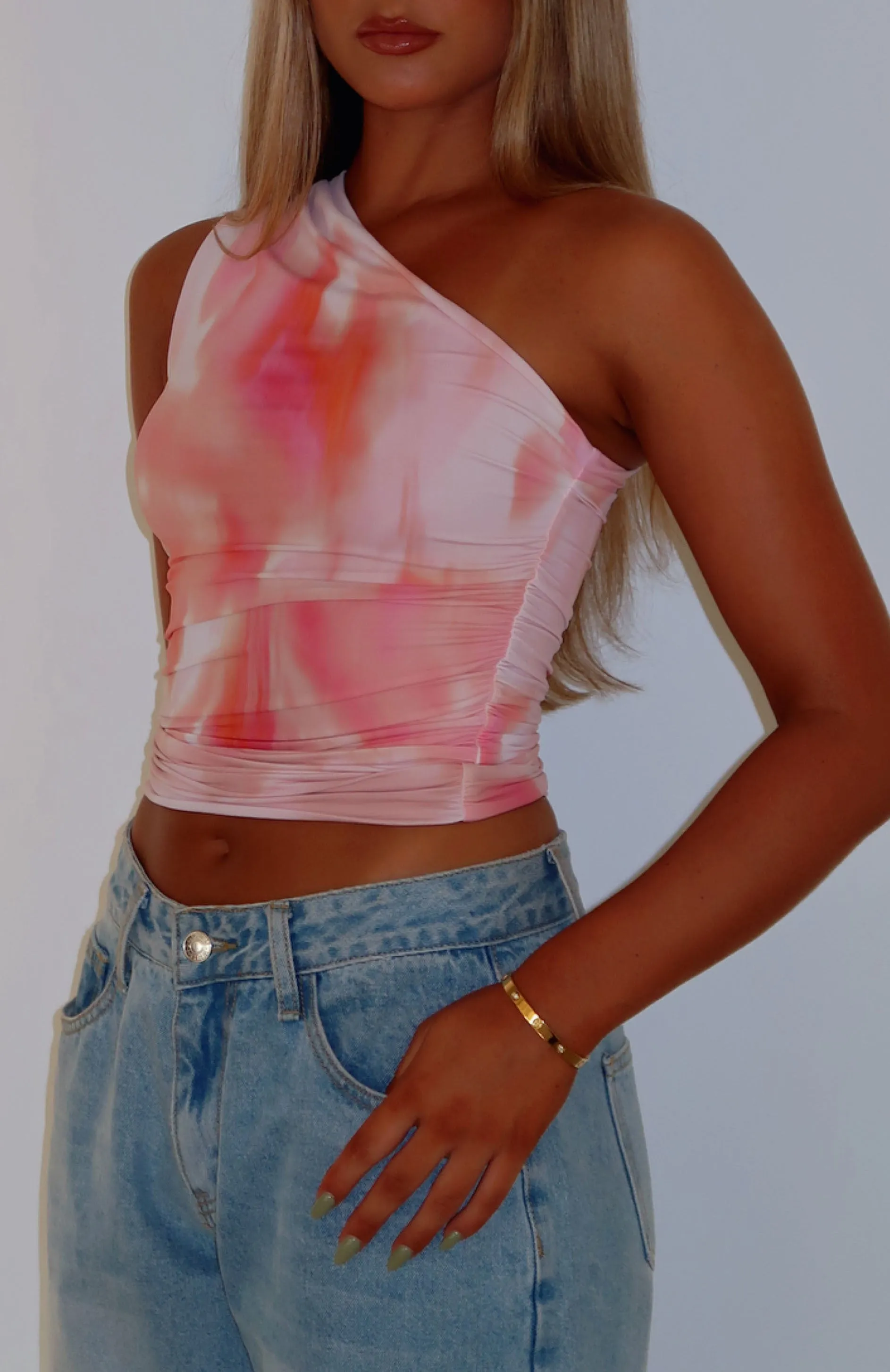 Lack Of Love One Shoulder Top Pink Floral