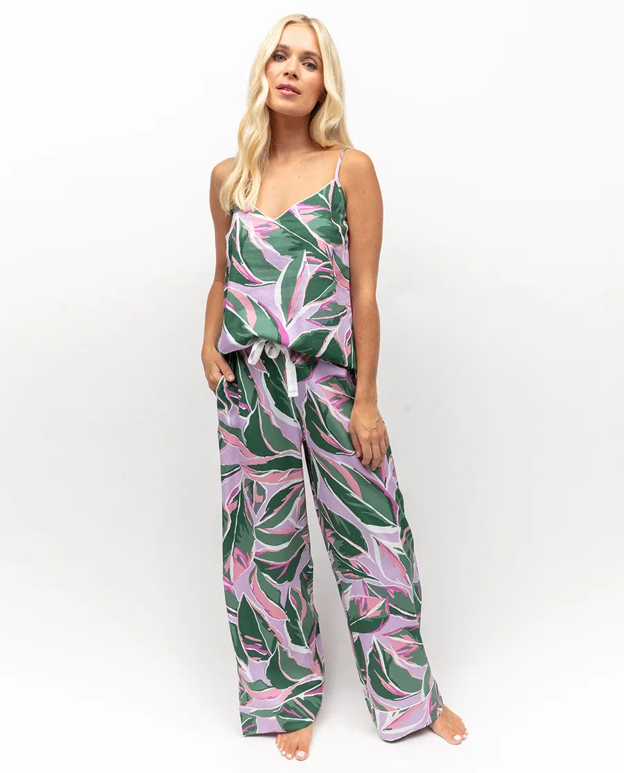 Lexi Leaf Print Wide Leg Pyjama Bottoms