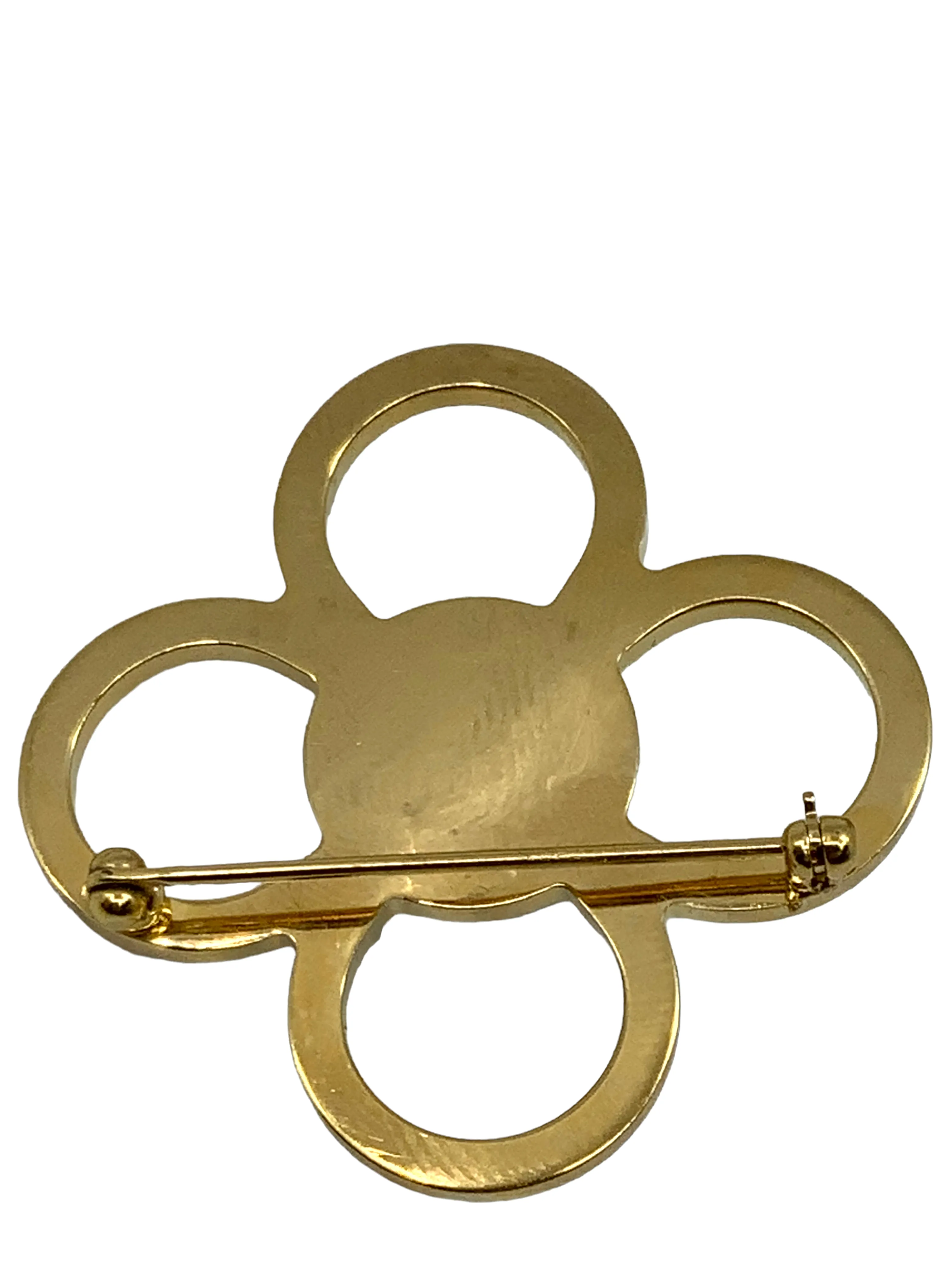 LOUIS VUITTON Monogram Flower Pearl Brooch Pin