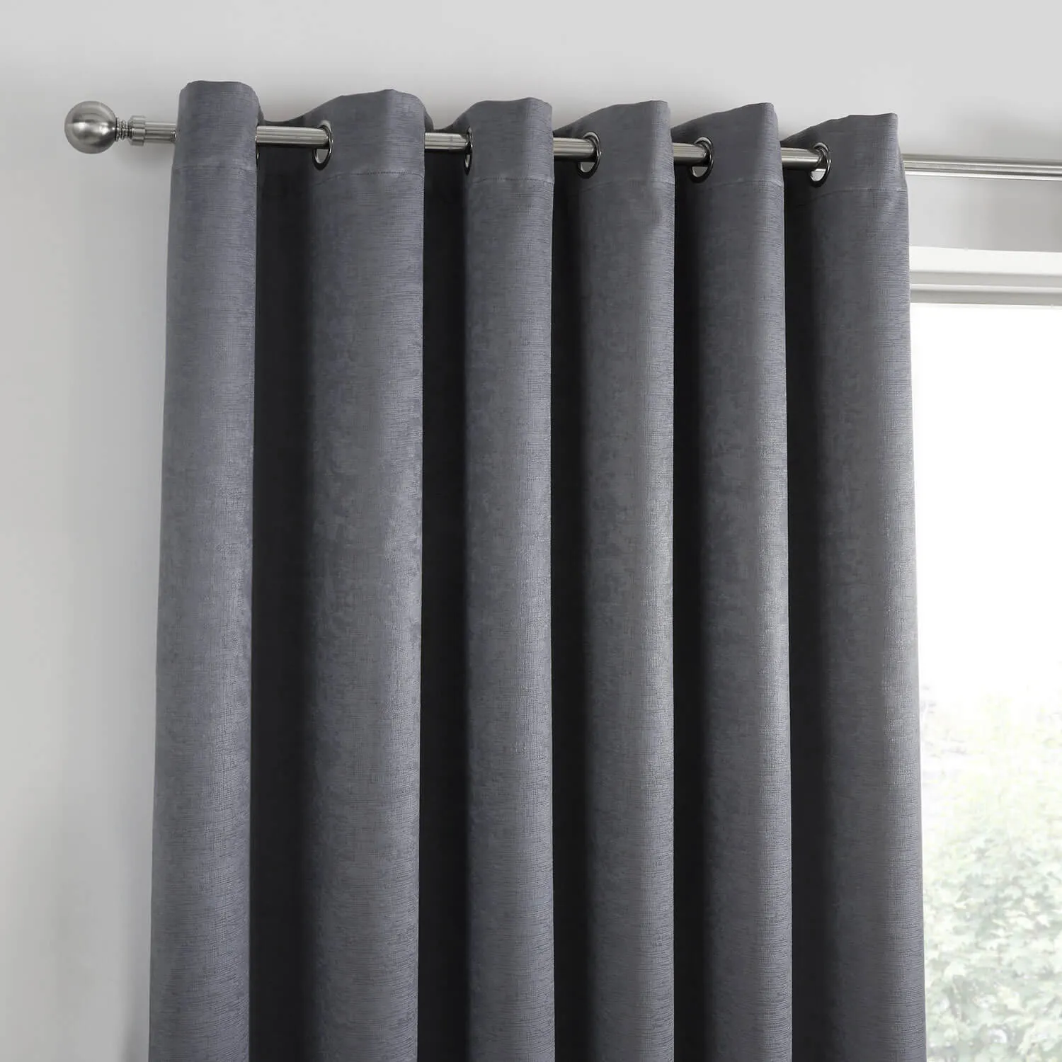 Luna Dim Out Eyelet Curtains - Grey - 90x90