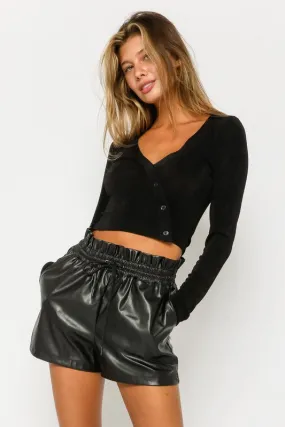 Lurex Button Up Crop Top