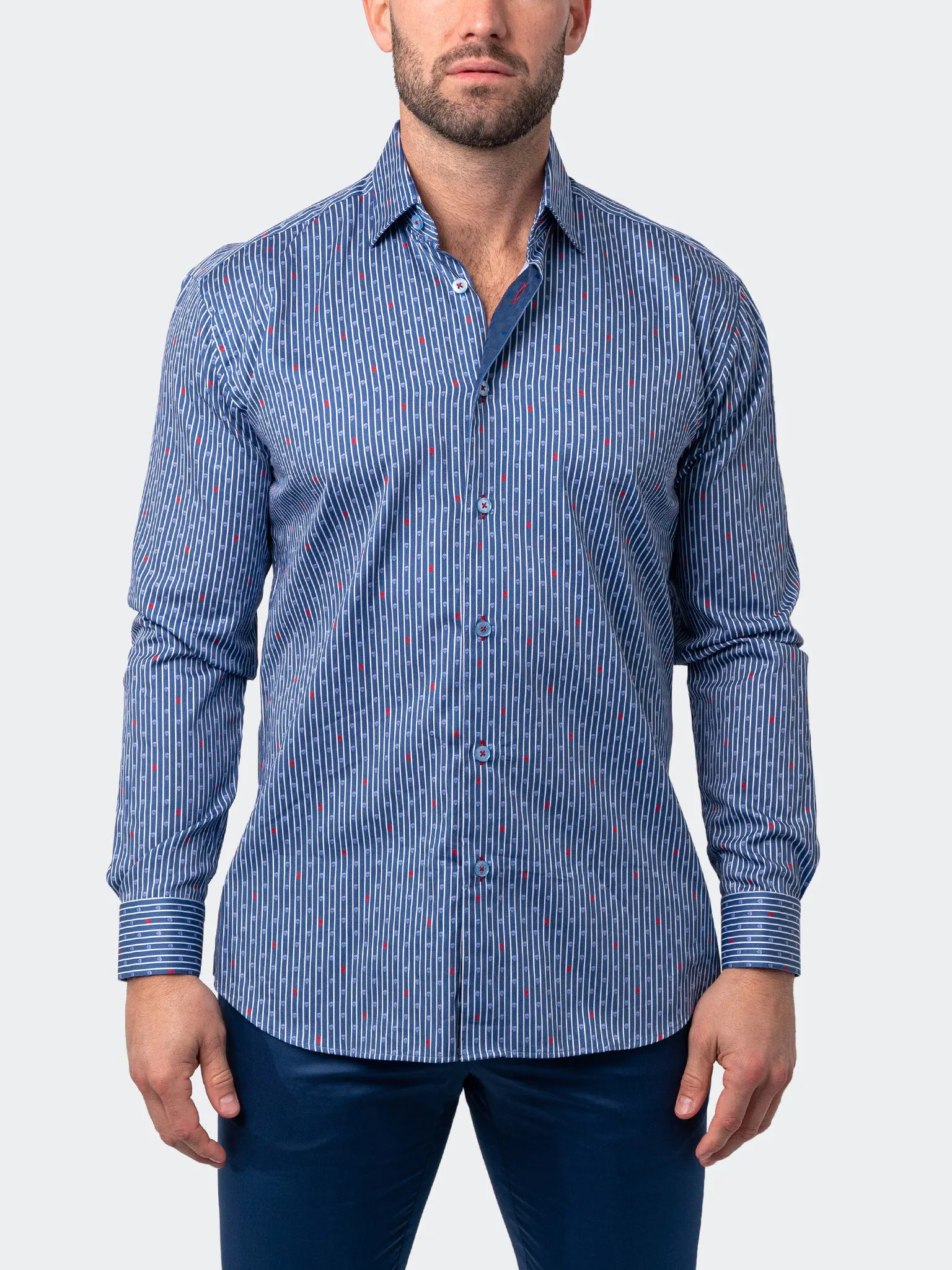 Maceoo Shirt | Fibonacci Floating Skull Blue