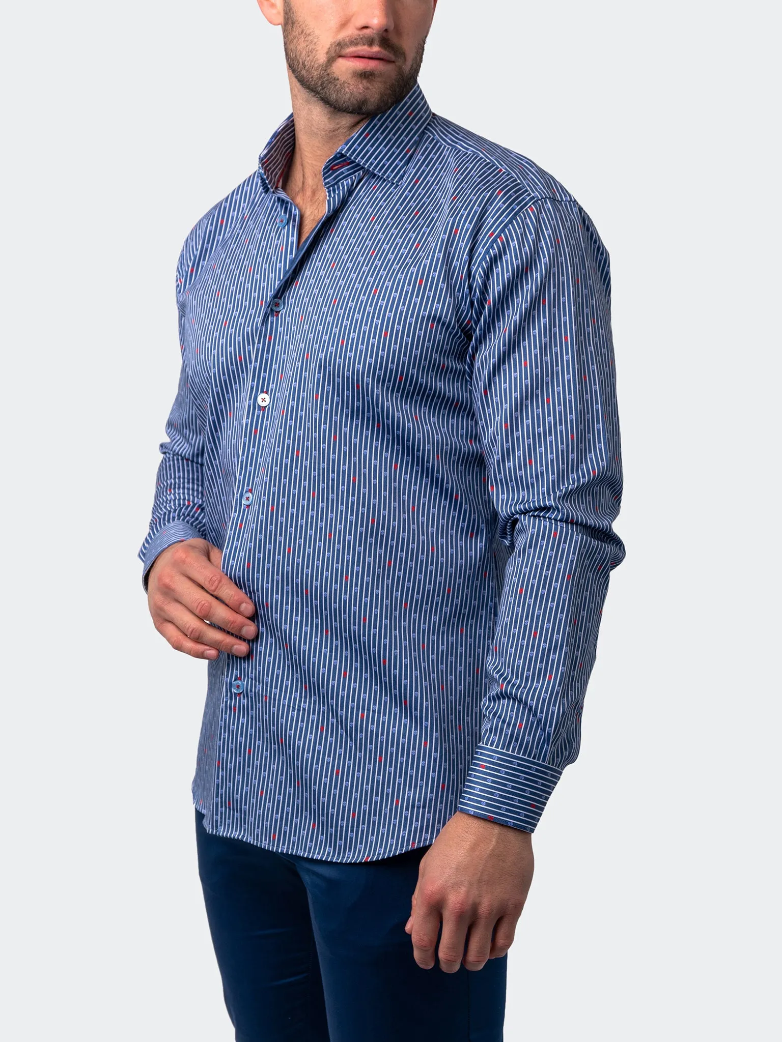 Maceoo Shirt | Fibonacci Floating Skull Blue