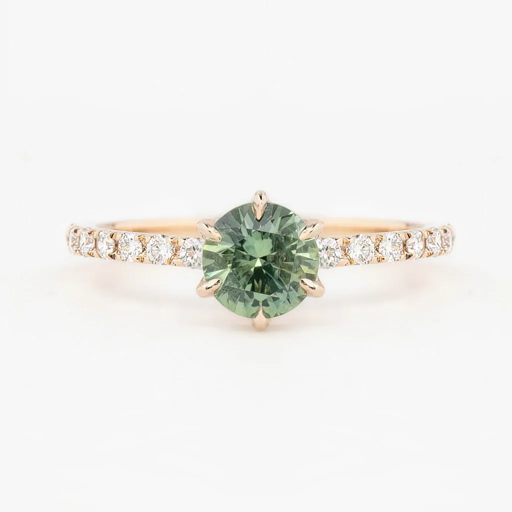 Maria Luxe Ring 0.9ct Light Green Montana Sapphire, 14K Rose Gold (One of a kind)