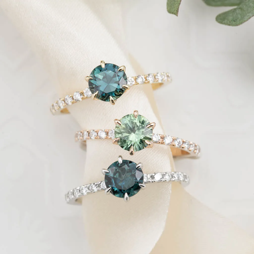 Maria Luxe Ring 0.9ct Light Green Montana Sapphire, 14K Rose Gold (One of a kind)