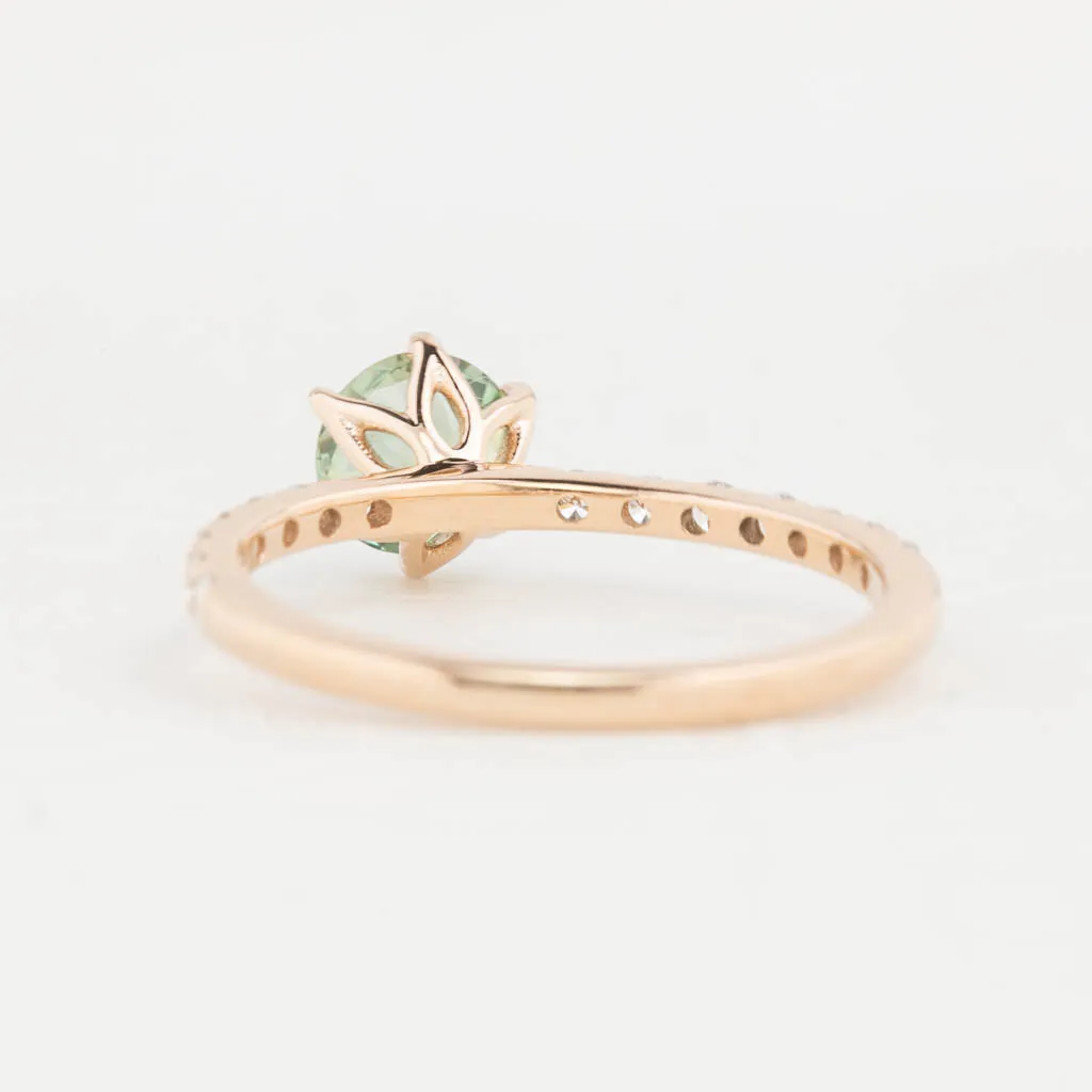 Maria Luxe Ring 0.9ct Light Green Montana Sapphire, 14K Rose Gold (One of a kind)