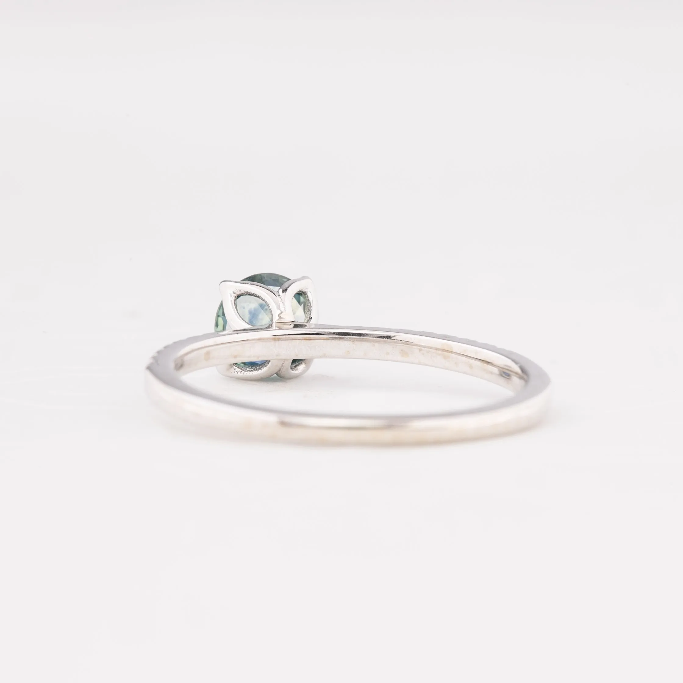 Maria Ring 0.75ct Blue Green Montana Sapphire, 14k White Gold (One of a kind)