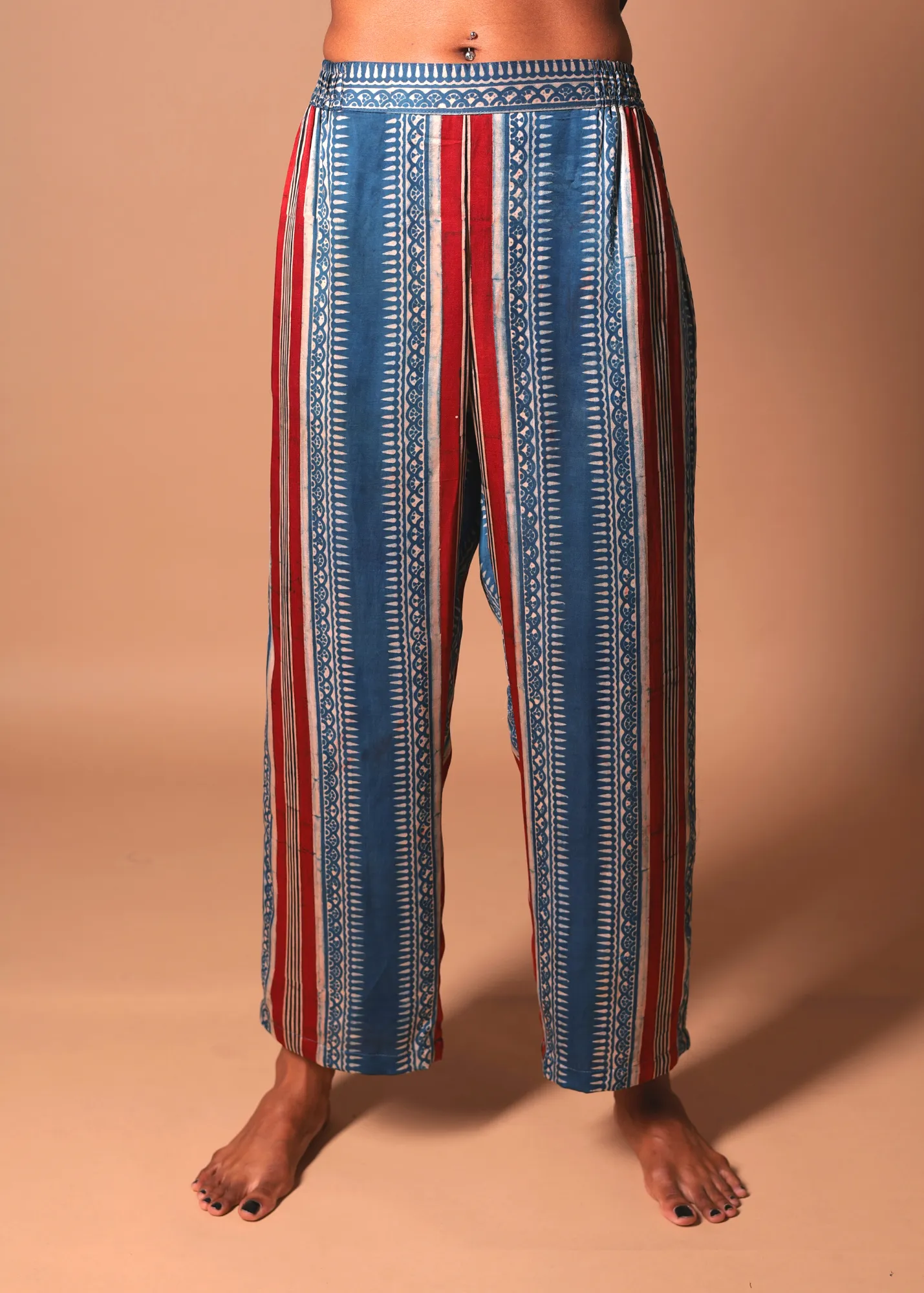 Marina Crop Pant - Ajrakh Stripes