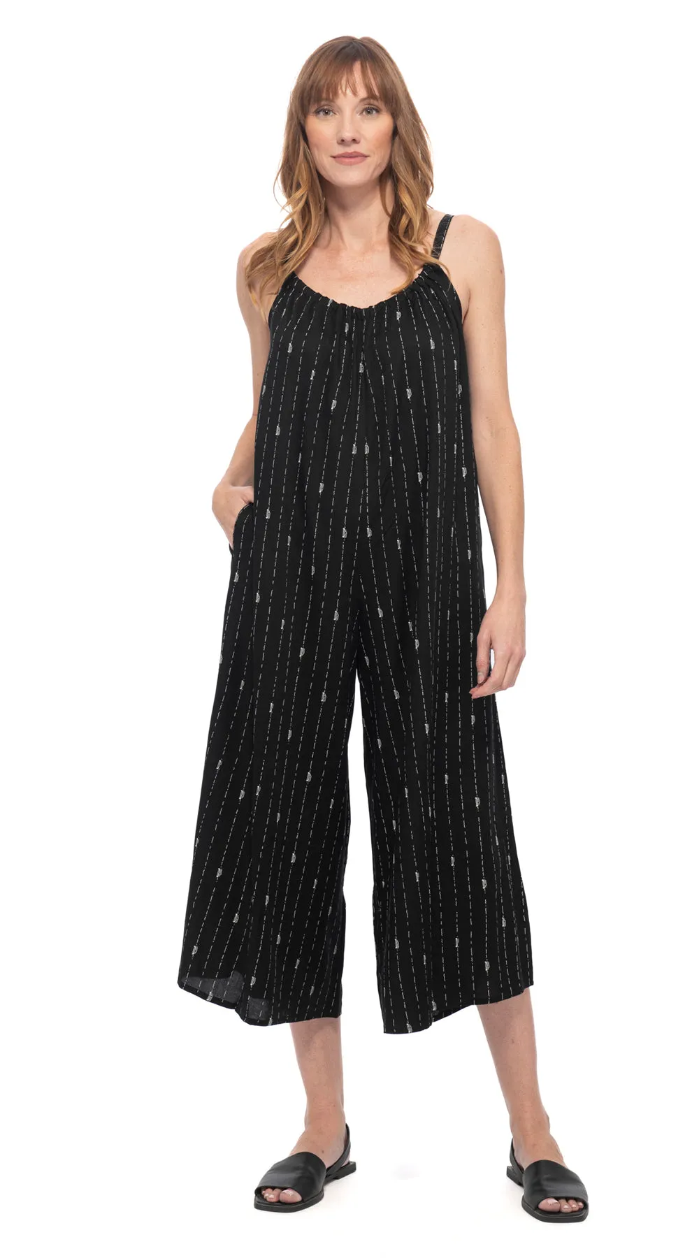 Marley Jumpsuit - black lines - rayon