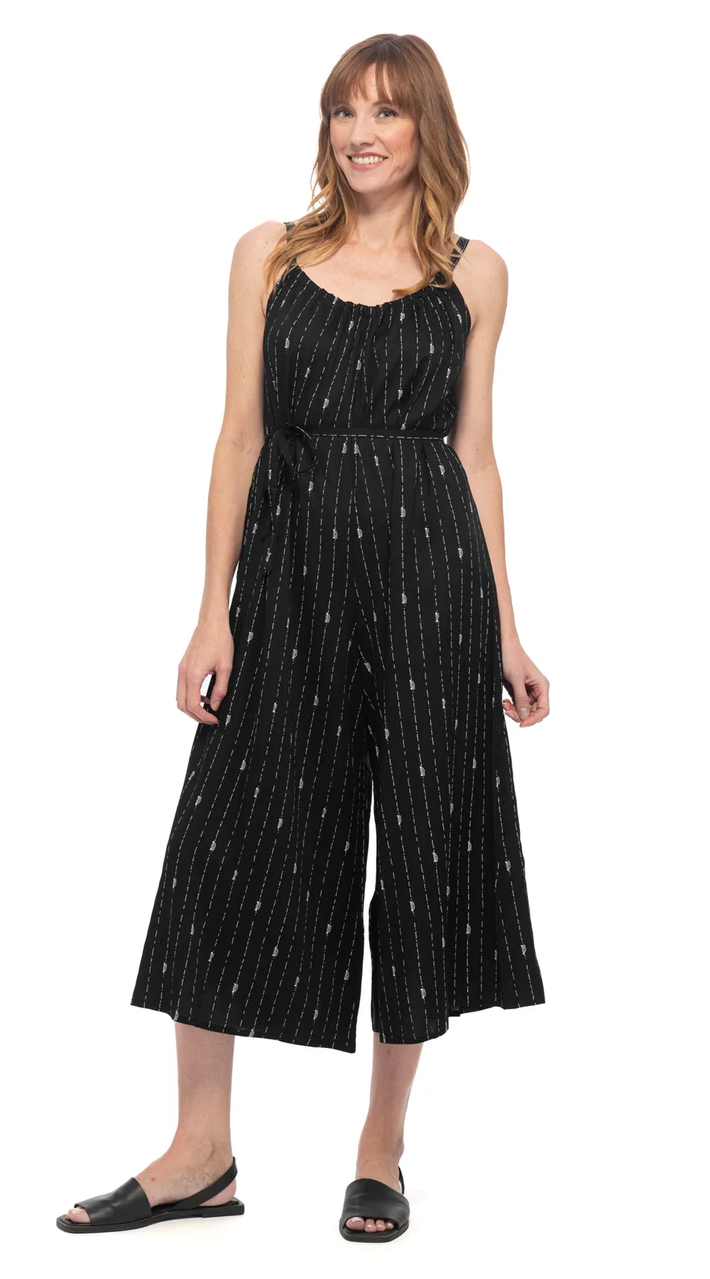 Marley Jumpsuit - black lines - rayon