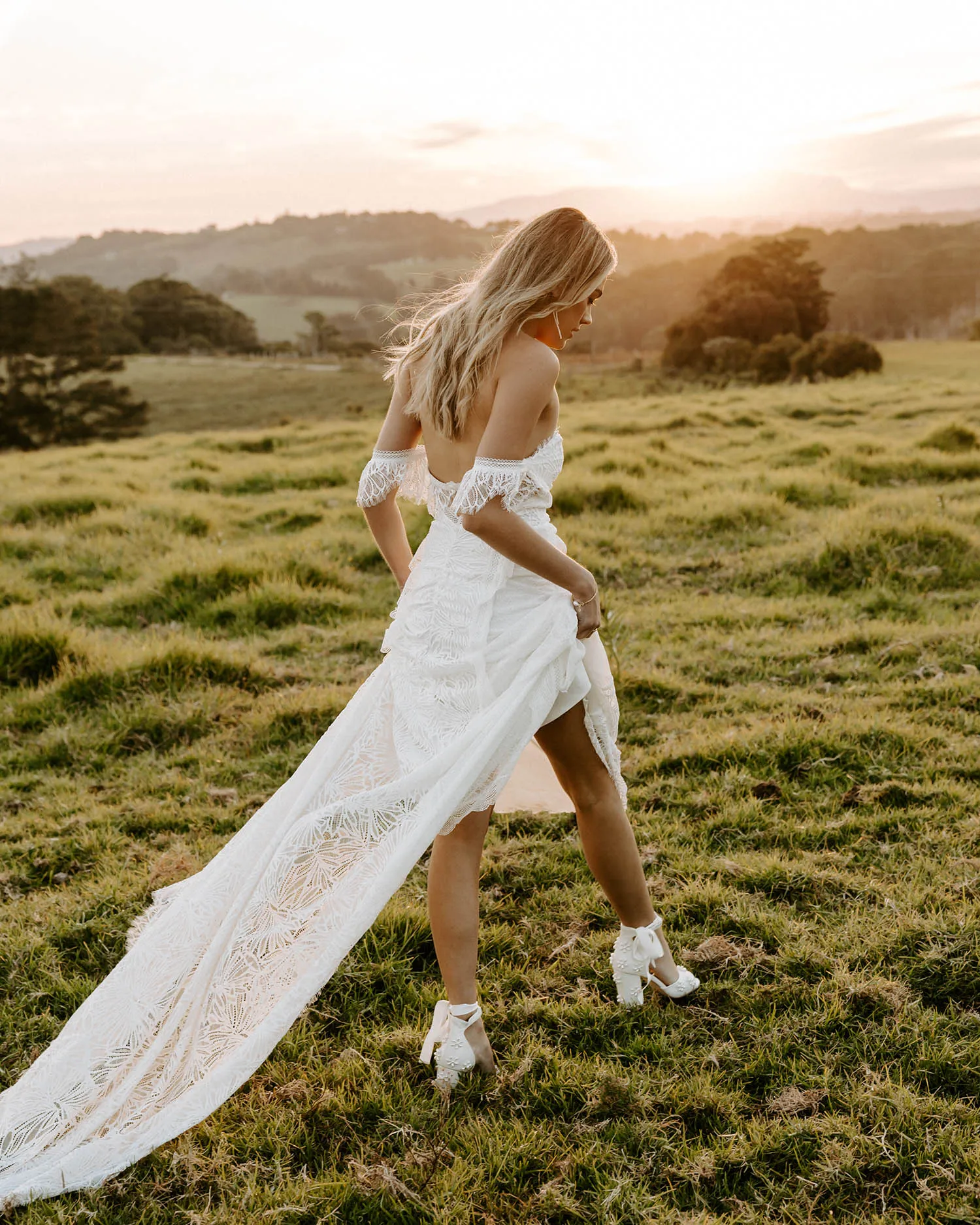 MELODY - IVORY LEATHER PEARL FLOWER BRIDAL SHOES