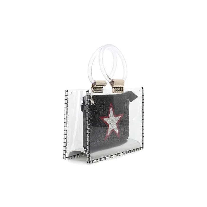 Mini Molly Clear Vinyl Crossbody, Black/Silver | Vintage Havana