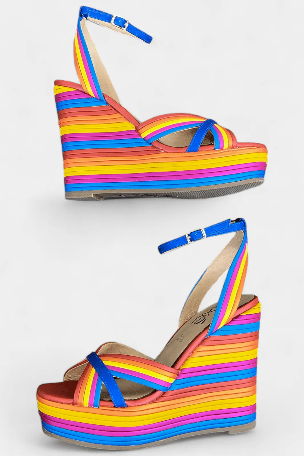 Multi Striped Wedge Sandals