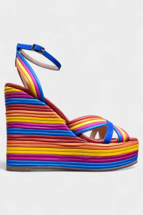 Multi Striped Wedge Sandals