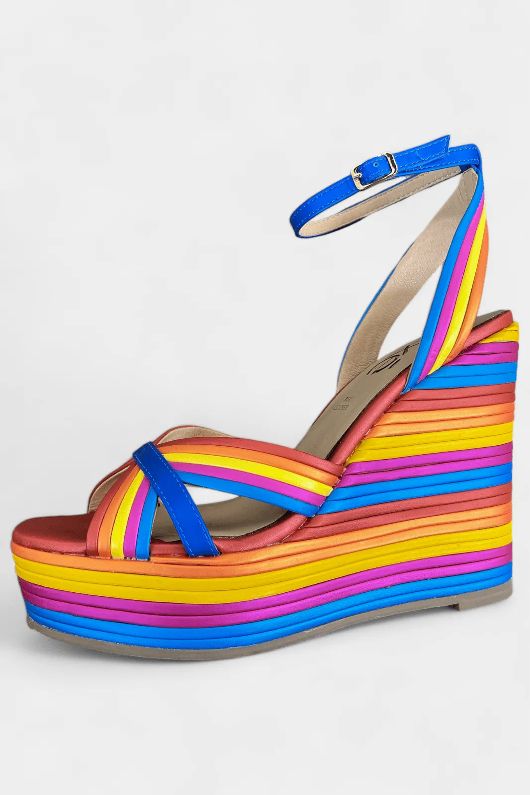 Multi Striped Wedge Sandals