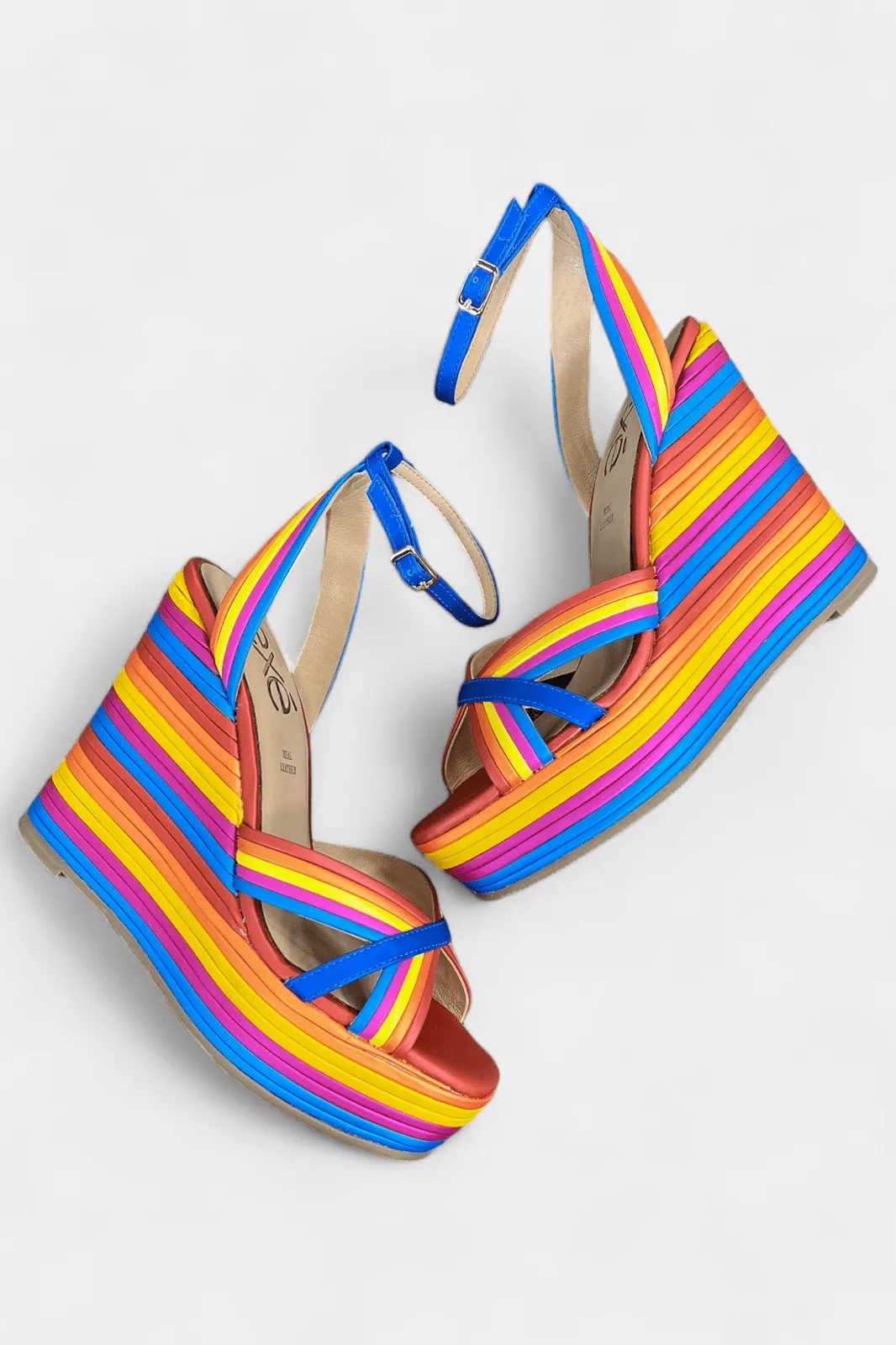 Multi Striped Wedge Sandals