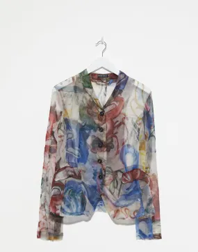 Multicolour Floral Printed Silk Jacket