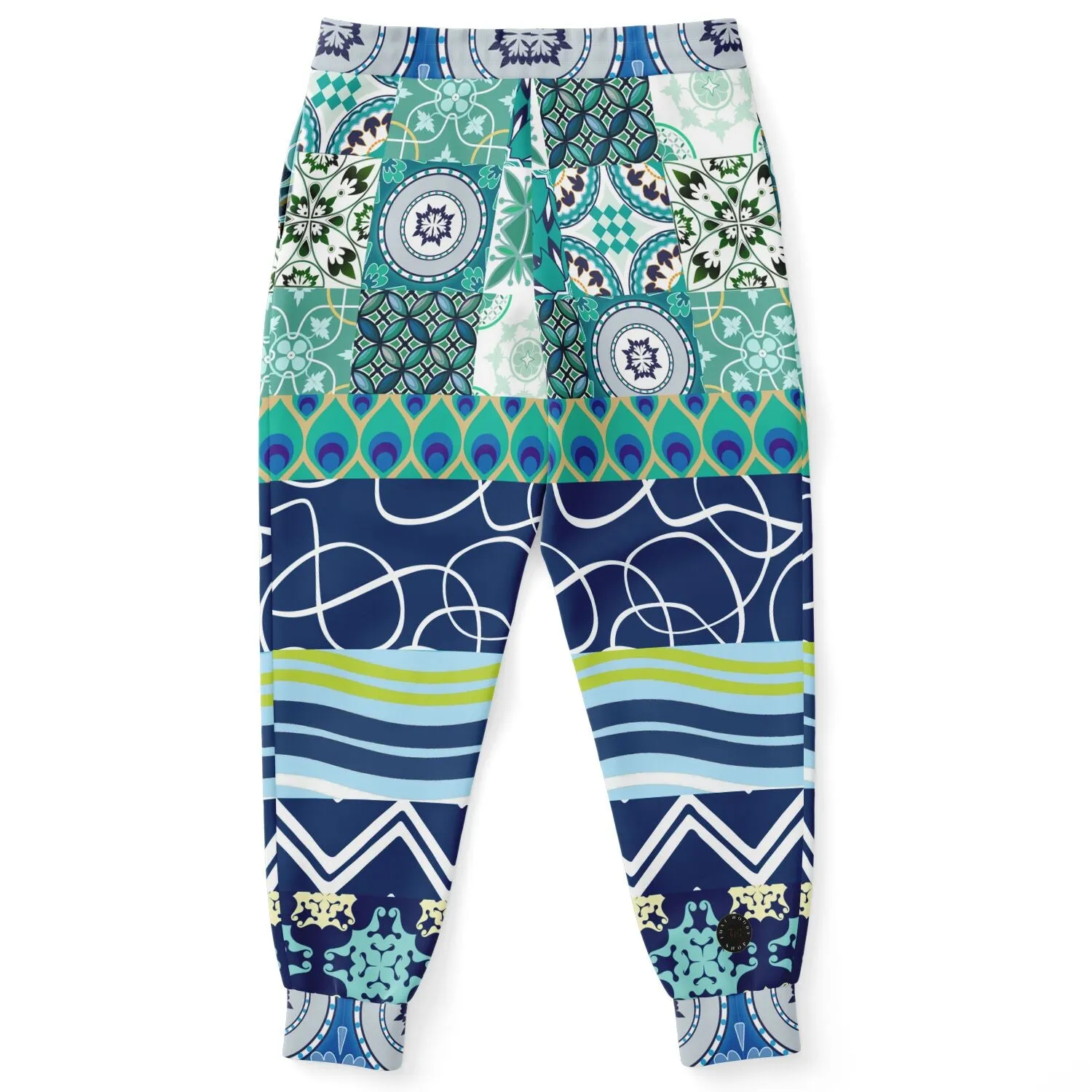 Mykonos Peacock Tile Patchwork Print Eco-Poly Joggers