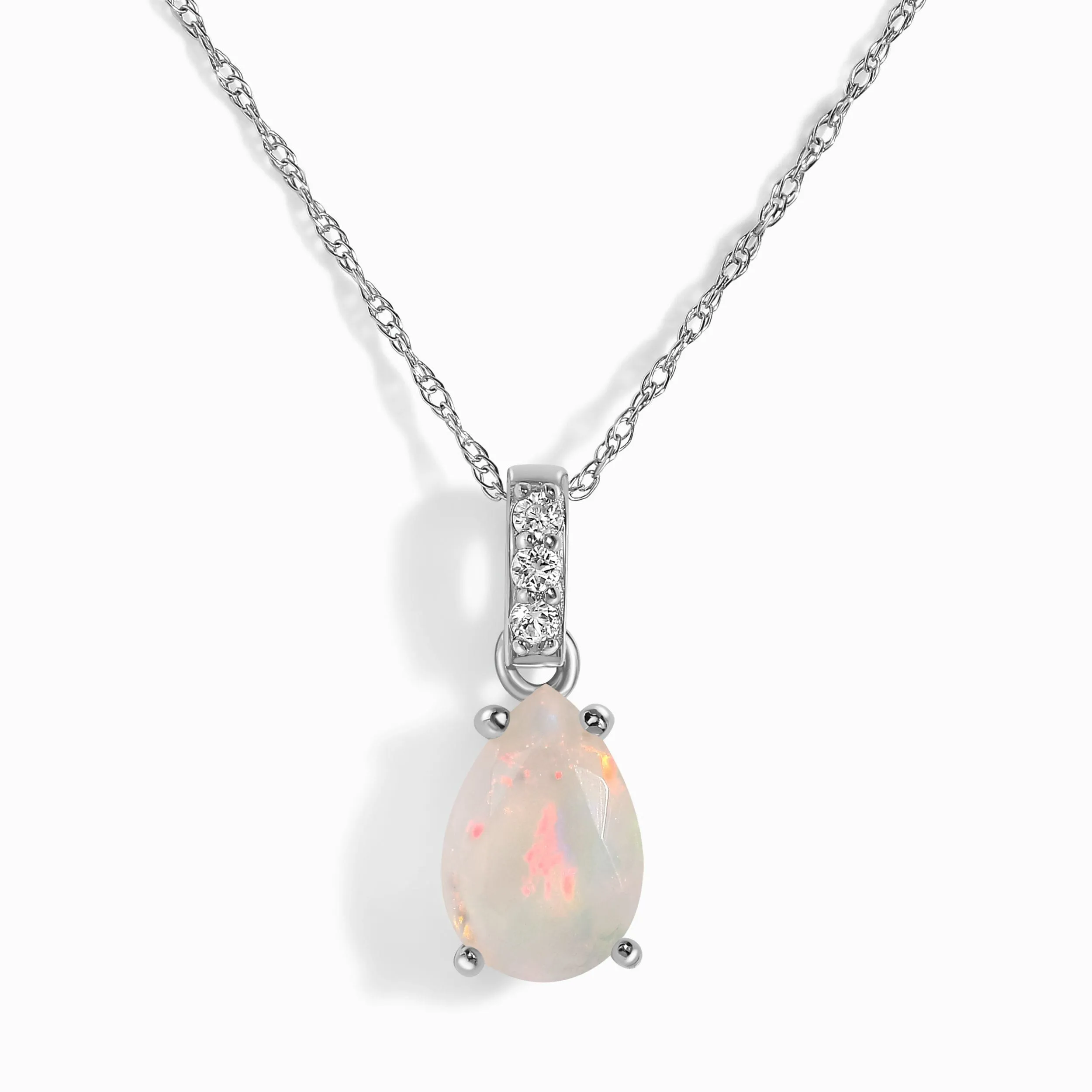 Opal Lab Diamond Necklace Sway - October Birthstone