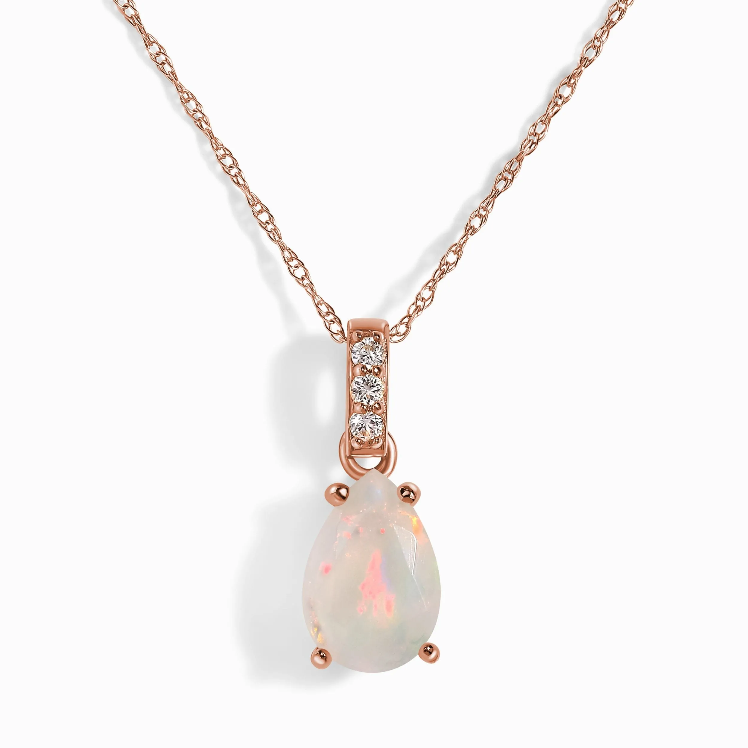 Opal Lab Diamond Necklace Sway - October Birthstone