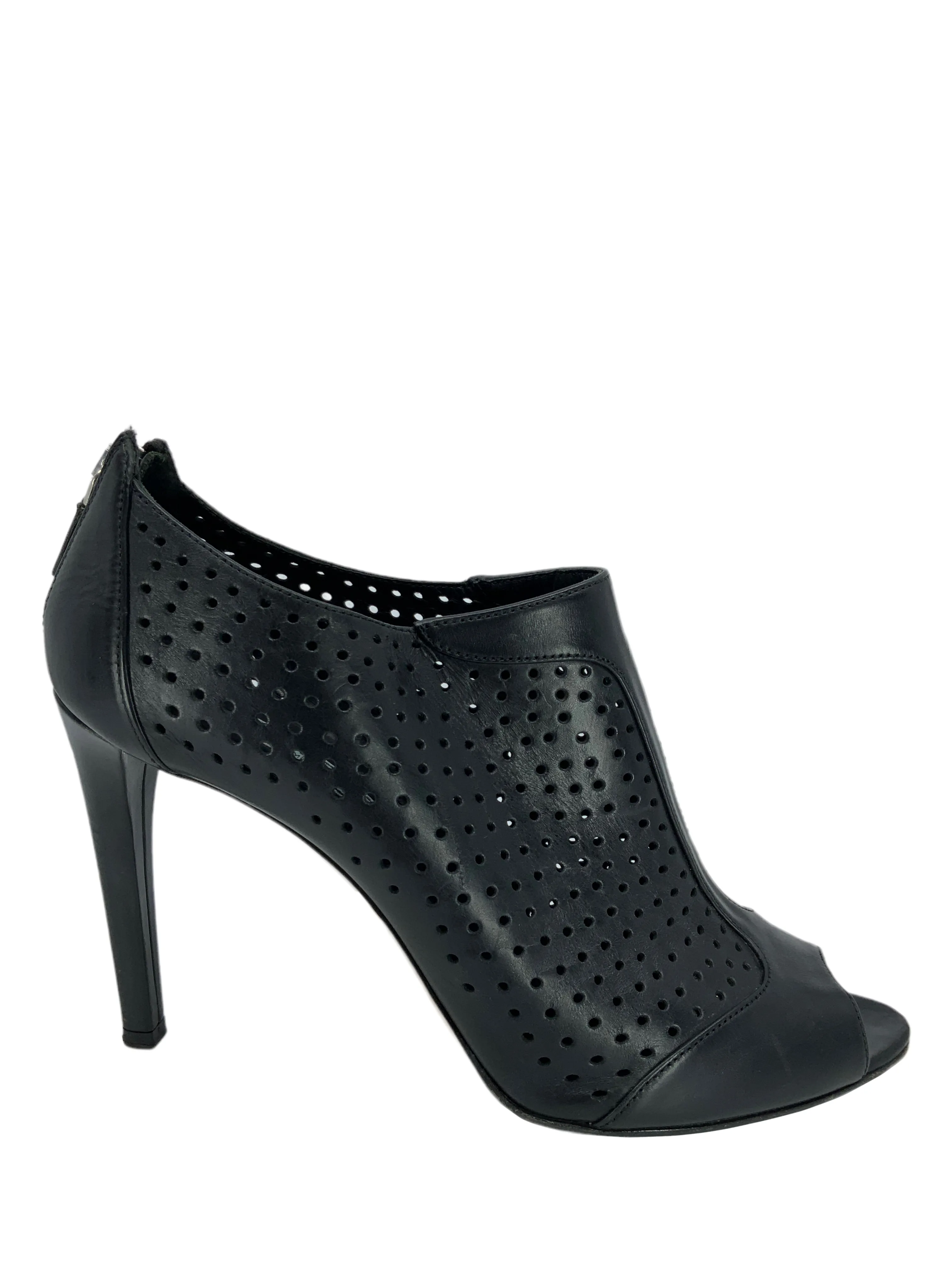 PRADA Perforated Leather Open Toe booties Size 12