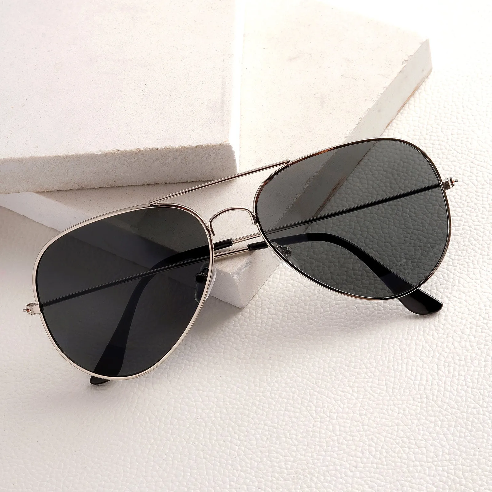 Rafael Silver Black Aviator Sunglasses