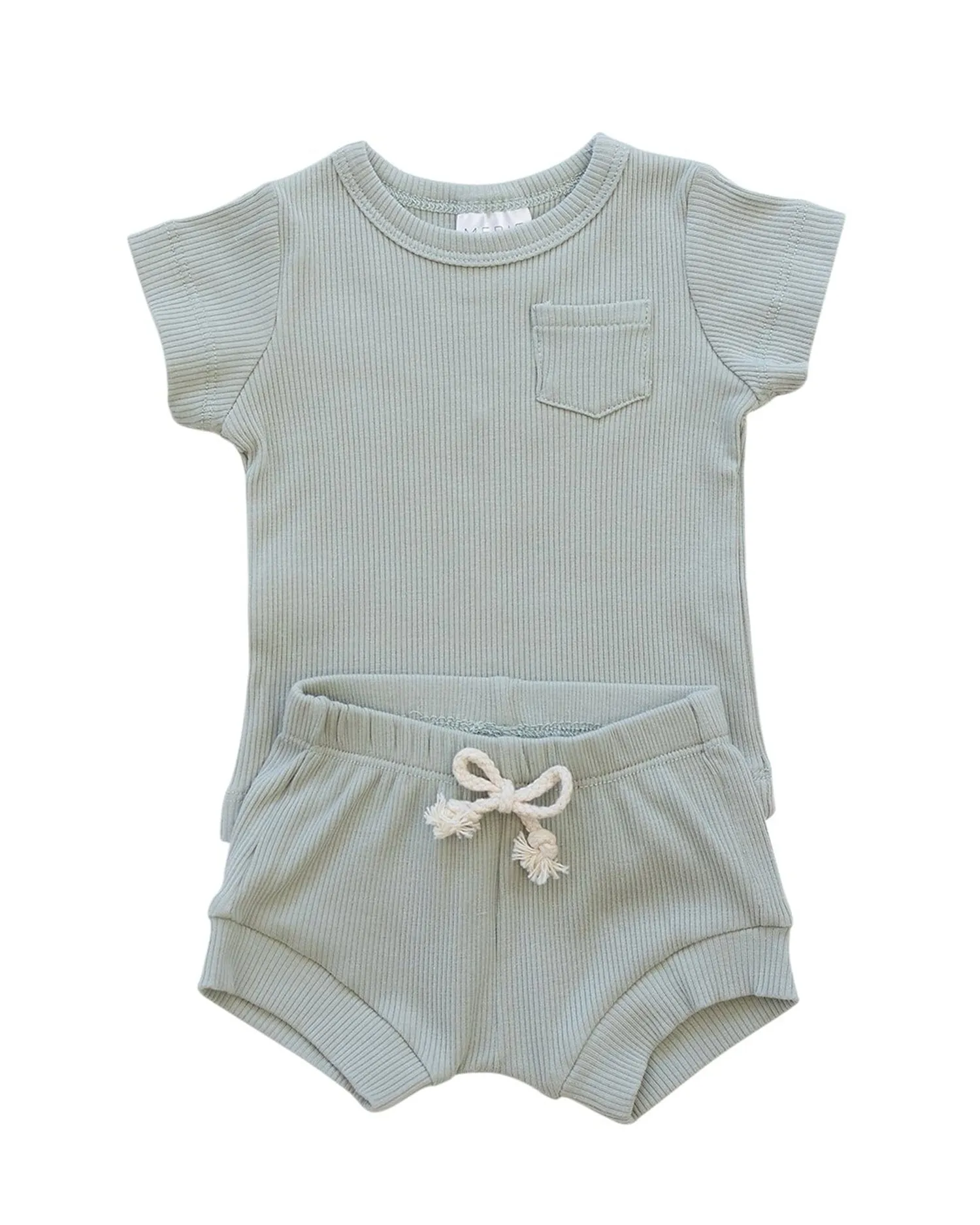 Ribbed Shorts Set – Sage