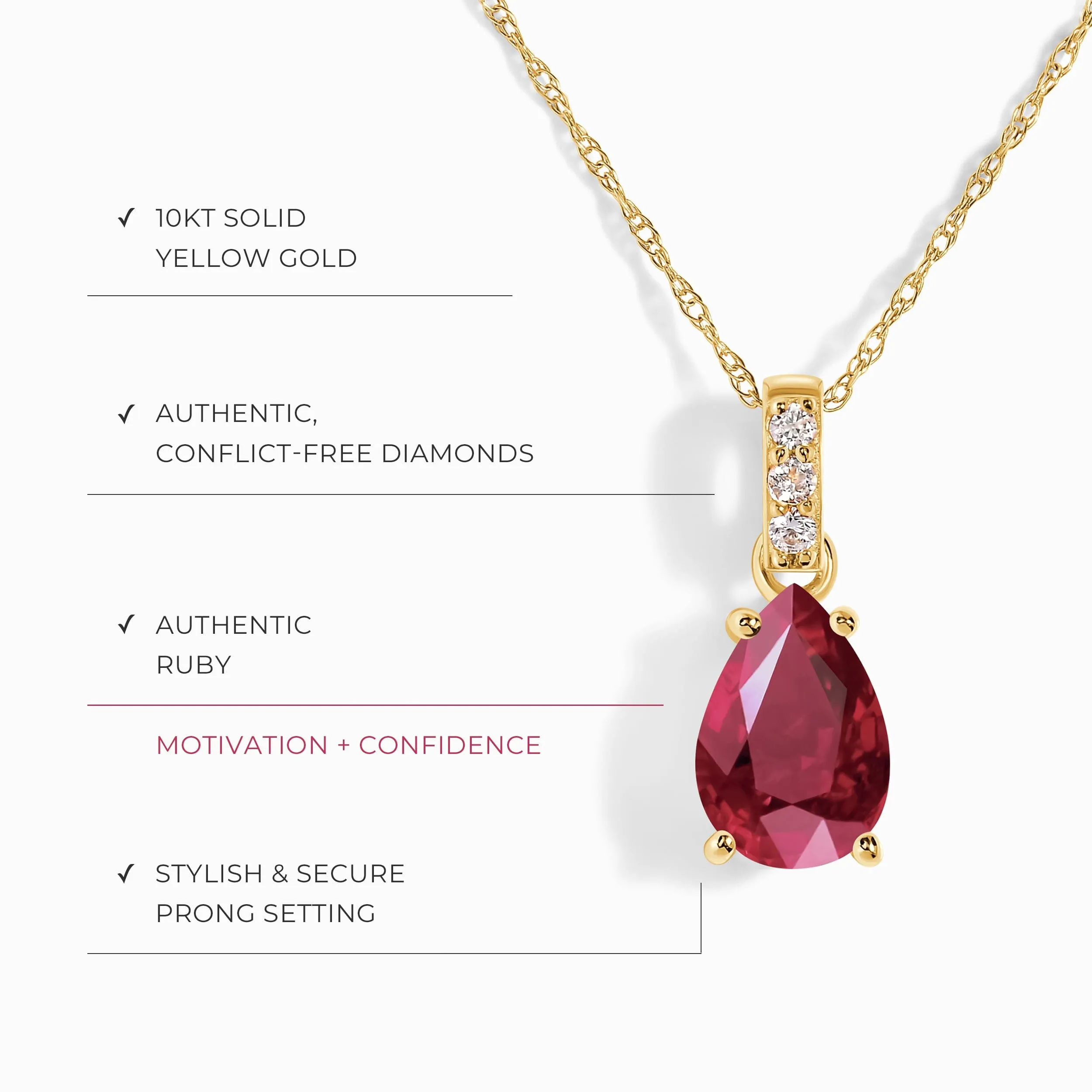 Ruby Diamond Necklace Sway - July Birthstone