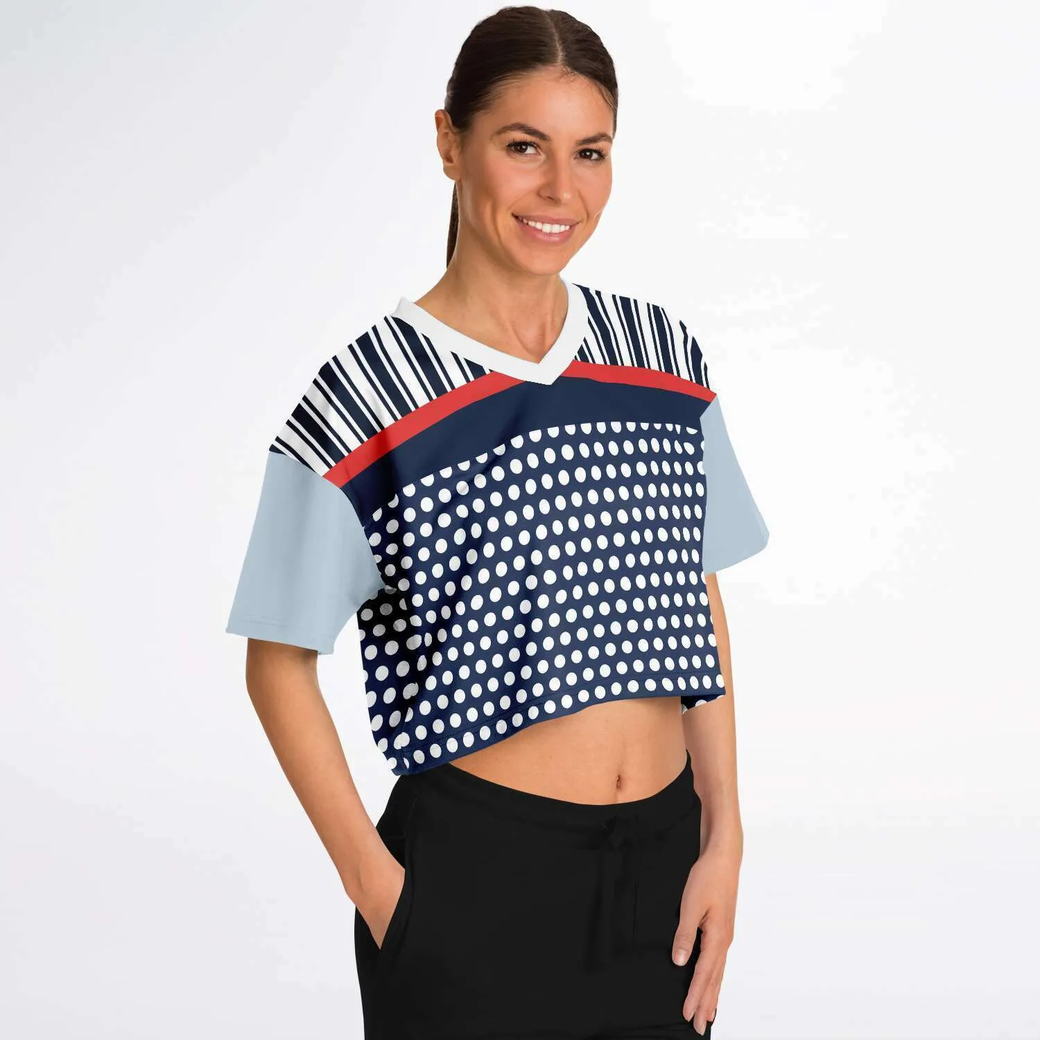 Sail Away Blue Polka Dot Crop Jersey