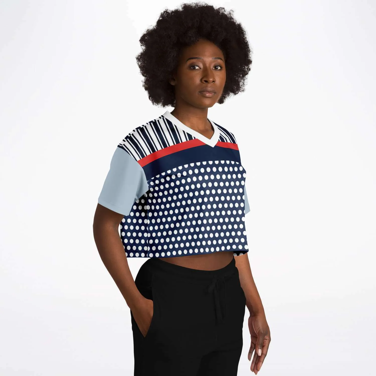 Sail Away Blue Polka Dot Crop Jersey