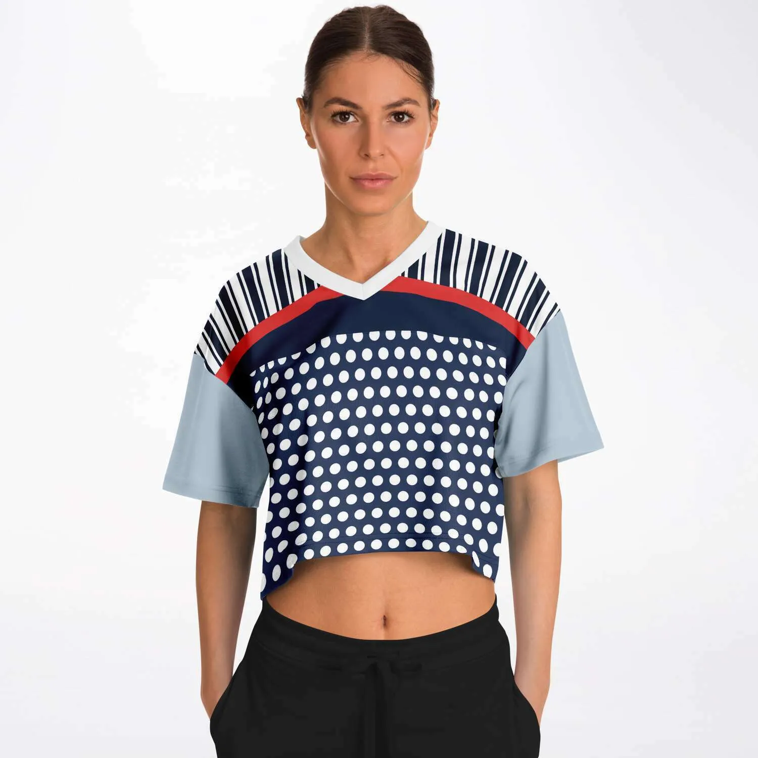 Sail Away Blue Polka Dot Crop Jersey