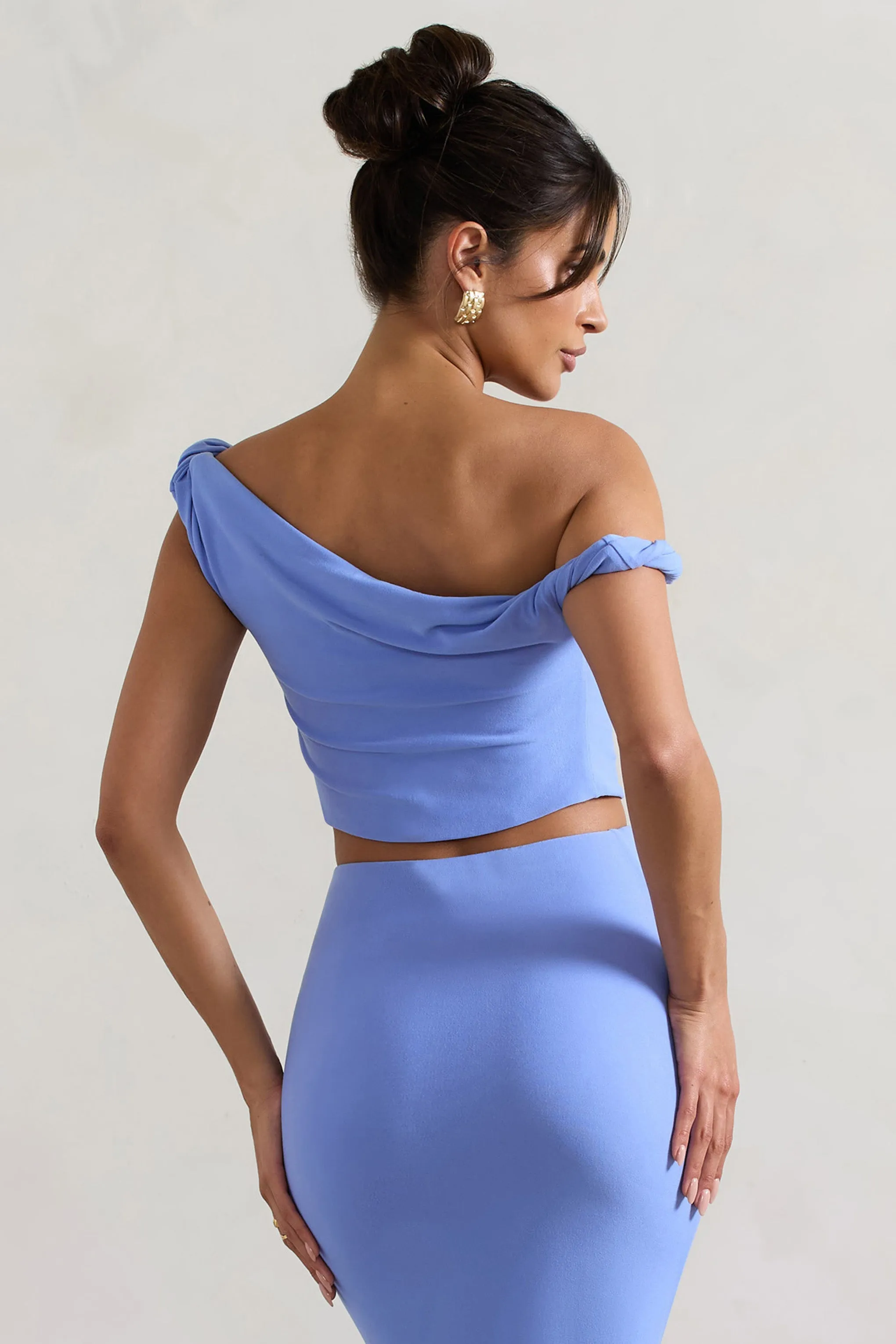 Sami | Blue Twisted Asymmetric Crop Top