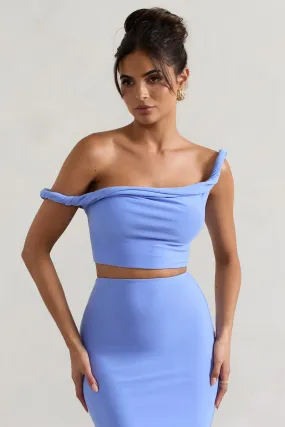 Sami | Blue Twisted Asymmetric Crop Top