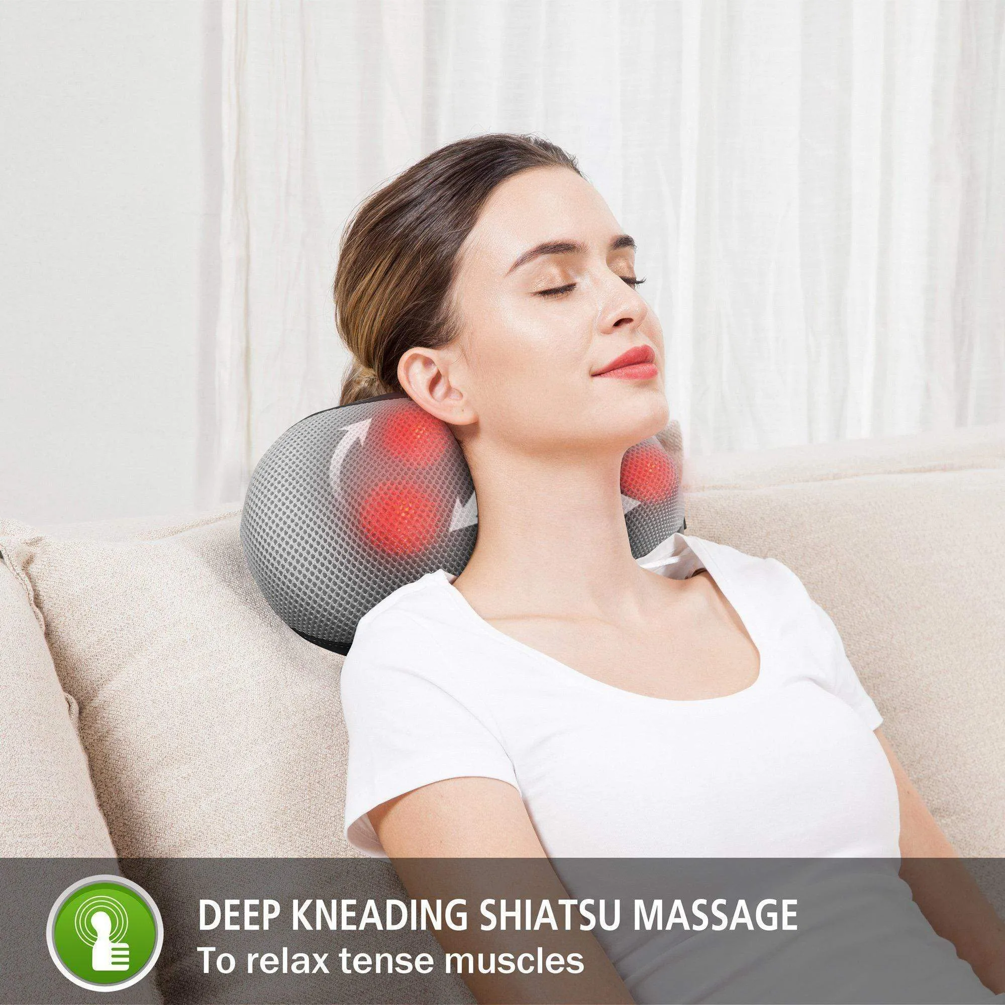 Shiatsu Kneading Electric Back Massage Pillow with Heat - 618N