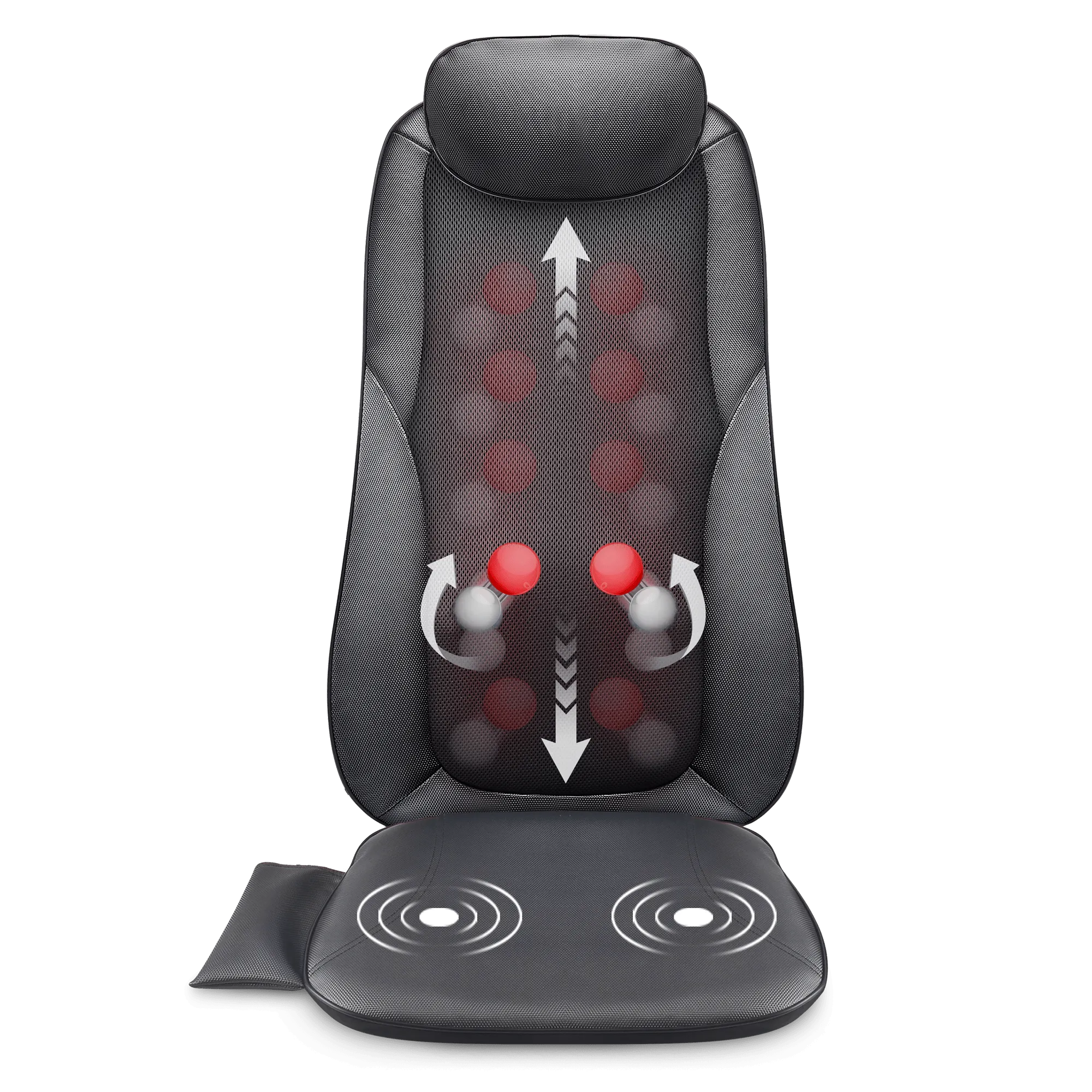 Shiatsu Massage Seat Cushion - 2D/3D 2-in-1 Modes Back Massager with Heat SL - 269